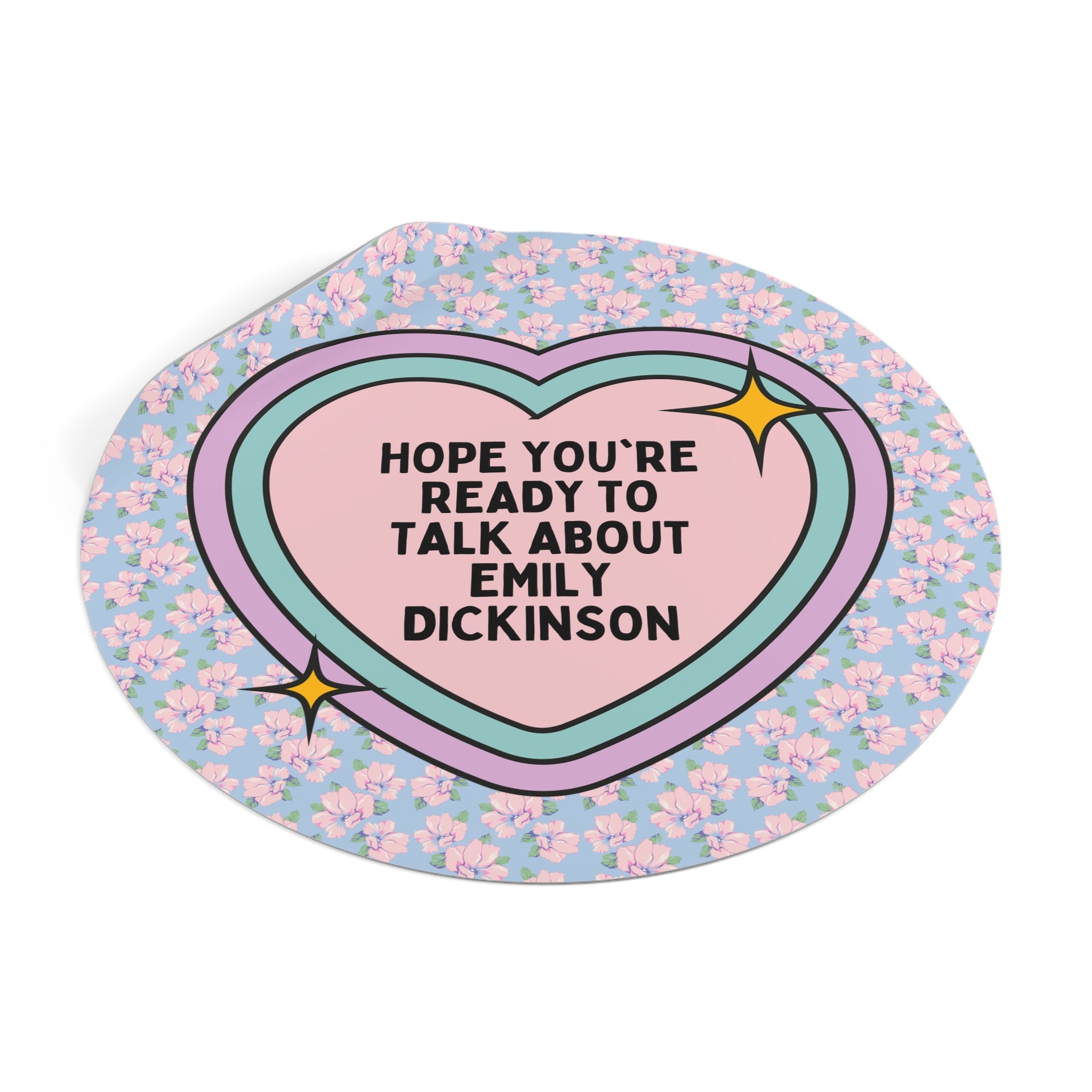 Emily Dickinson Bookish Sticker with Cute Retro Heart, Gift for Bookworm Who Loves 19th Century Writers, Womens History Poetry Sticker - Opal and June