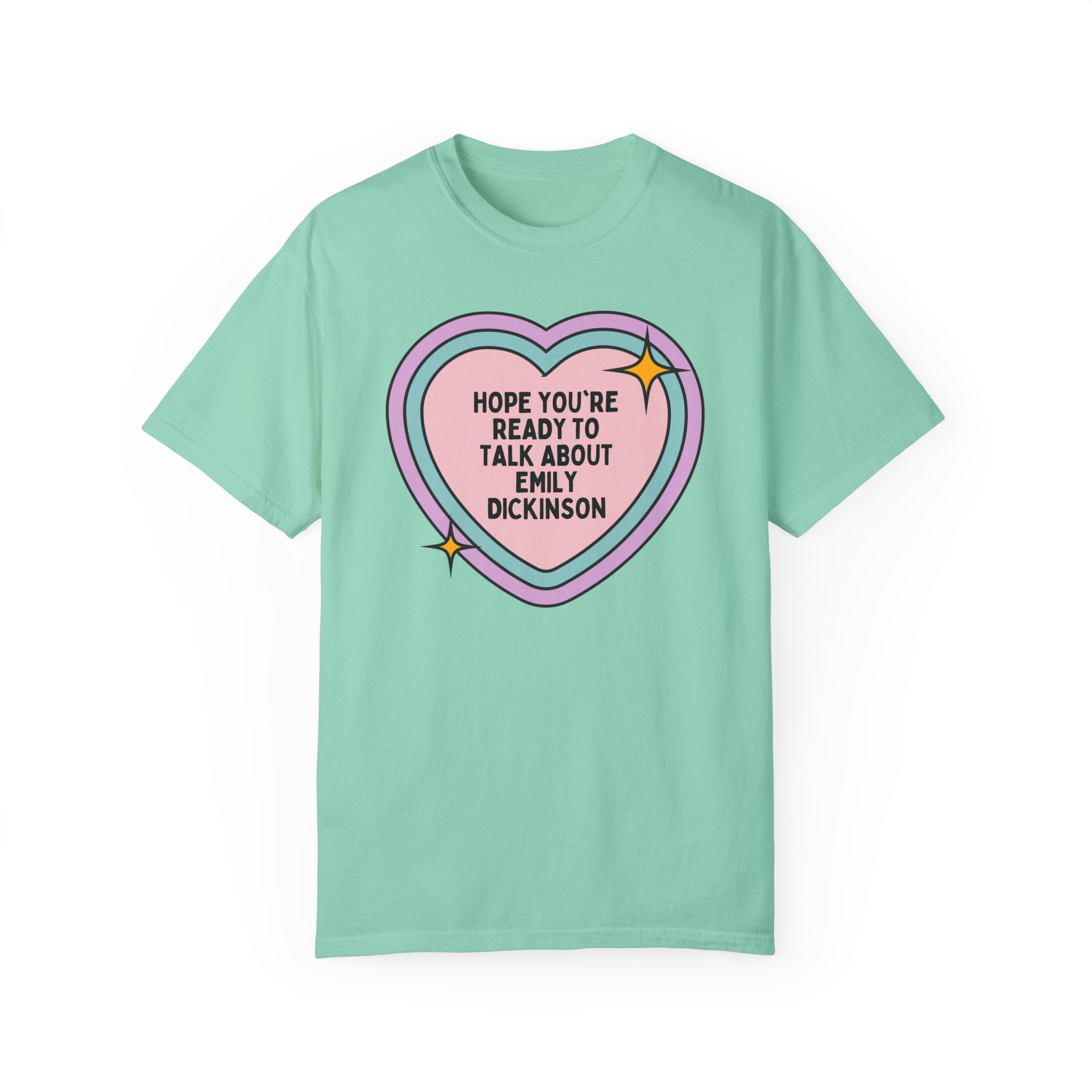 Emily Dickinson Bookish Tee Shirt with Cute Retro Heart, Gift for Bookworm Who Loves 19th Century Writers, Womens History Poetry Tee Shirt - Opal and June
