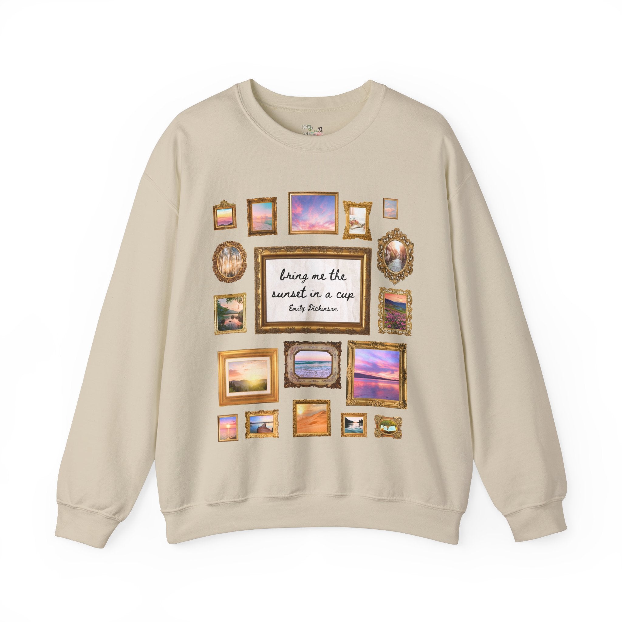 Emily Dickinson Poetry Sweatshirt, Bookworm Who Loves 19th Century Writers: Sunset in a Cup, Famous Poets in the US Colorful Maximalist Gift - Opal and June