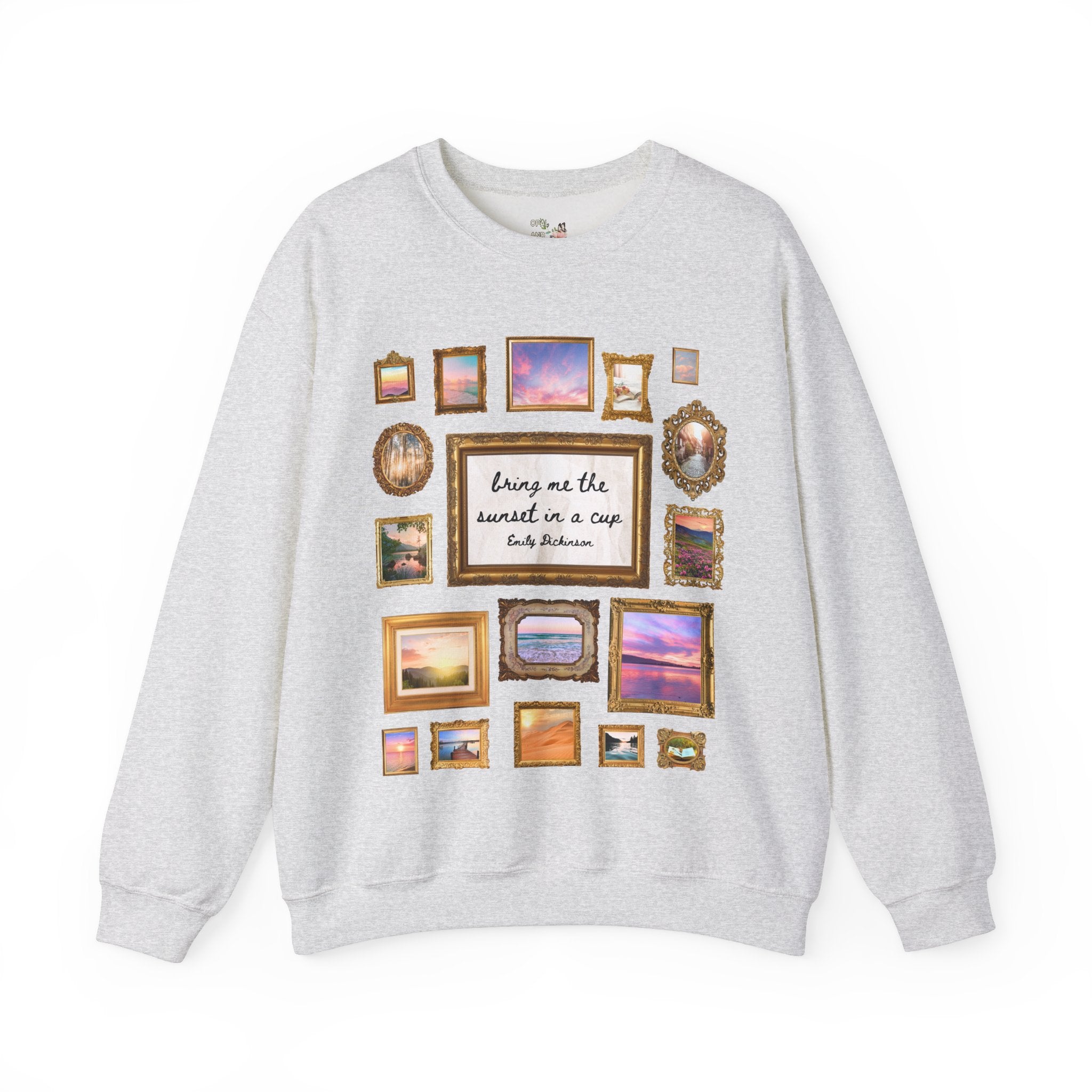 Emily Dickinson Poetry Sweatshirt, Bookworm Who Loves 19th Century Writers: Sunset in a Cup, Famous Poets in the US Colorful Maximalist Gift - Opal and June