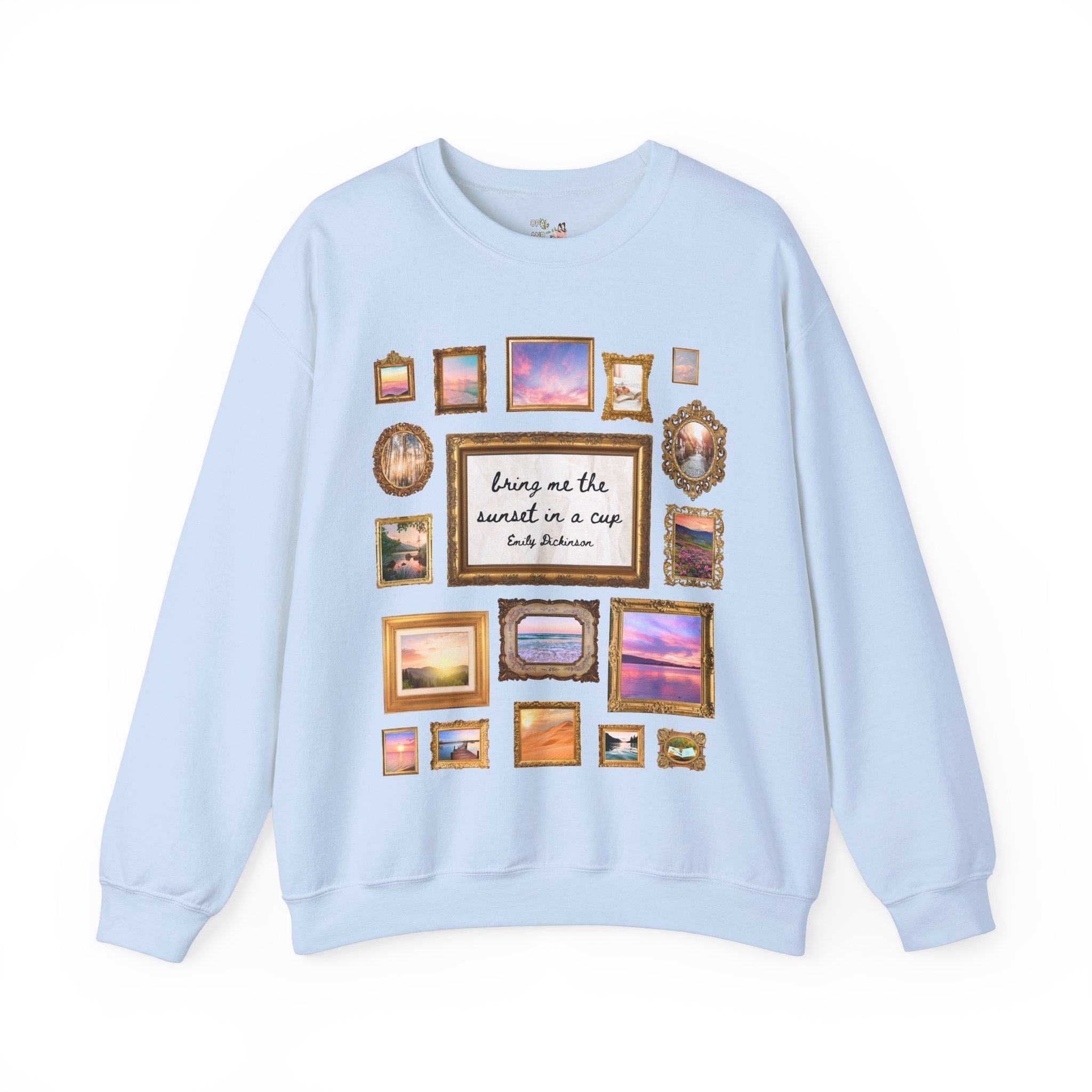 Emily Dickinson Poetry Sweatshirt, Bookworm Who Loves 19th Century Writers: Sunset in a Cup, Famous Poets in the US Colorful Maximalist Gift - Opal and June