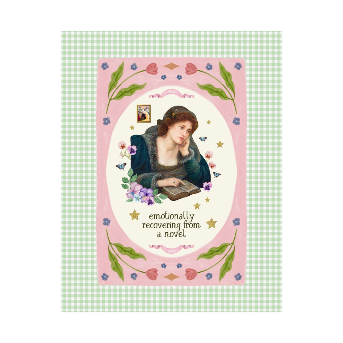 Emotionally Recovering From a Novel Art History Poster Print: Colorful Maximalist Book Lover Print of Woman Reading a Book - Opal and June