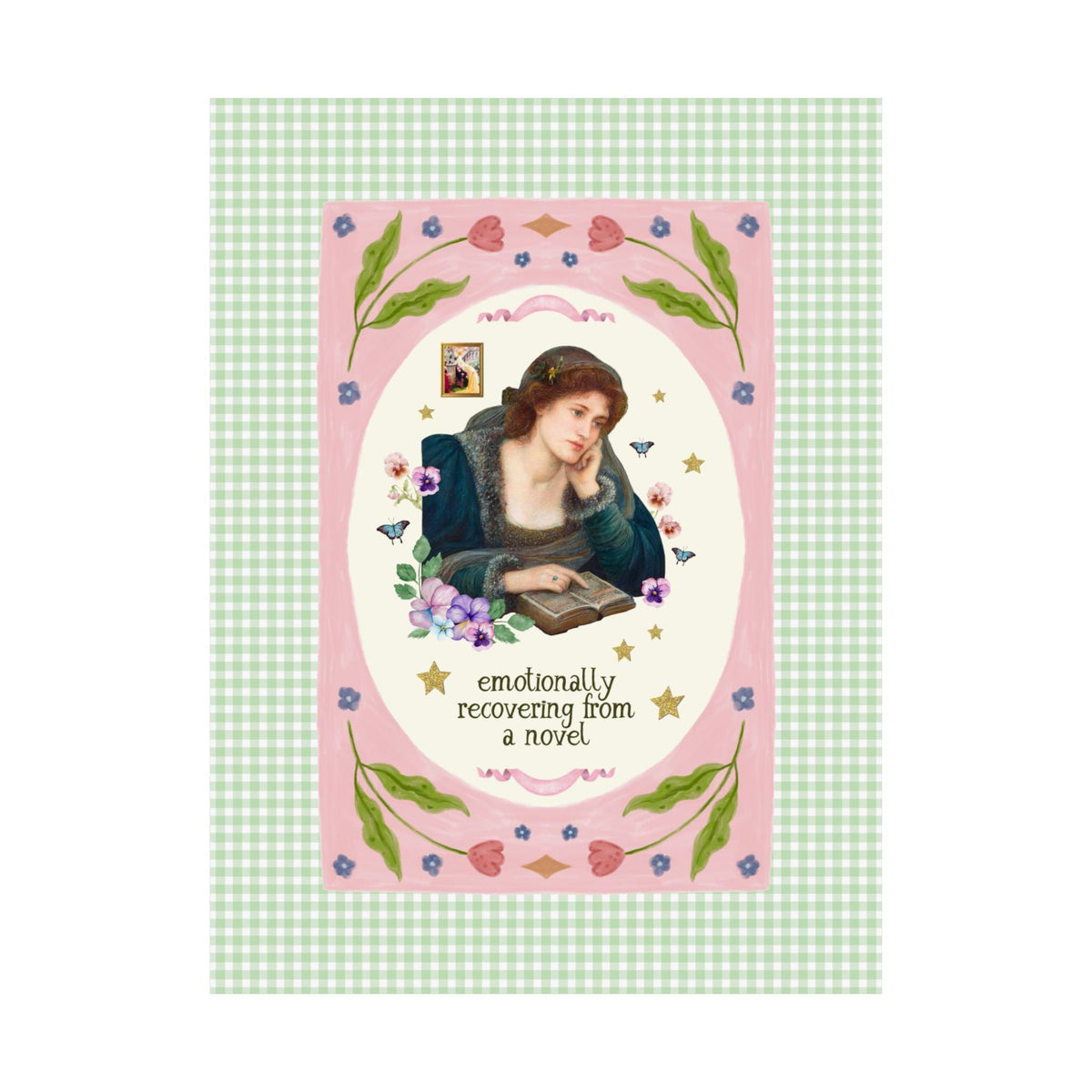 Emotionally Recovering From a Novel Art History Poster Print: Colorful Maximalist Book Lover Print of Woman Reading a Book - Opal and June