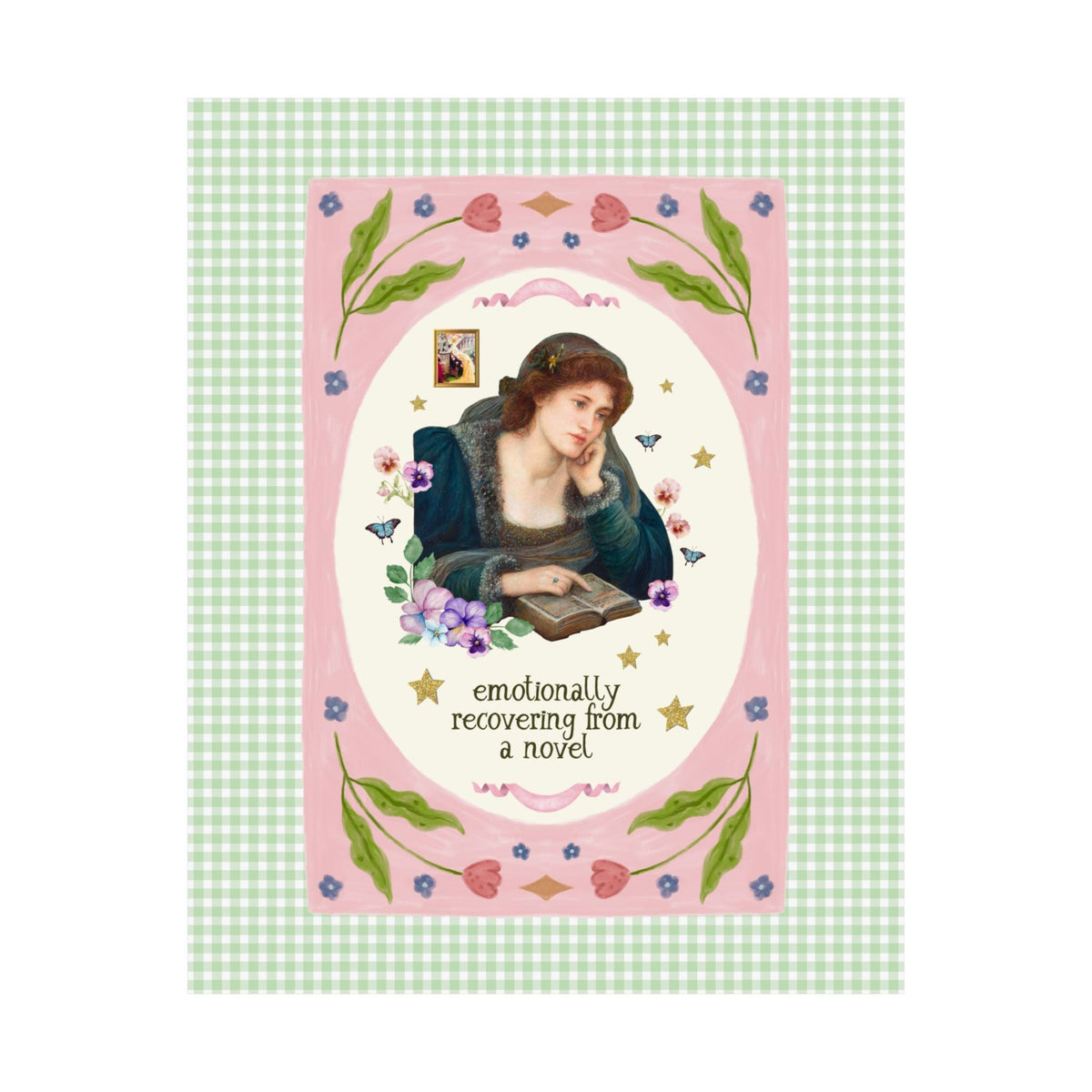 Emotionally Recovering From a Novel Art History Poster Print: Colorful Maximalist Book Lover Print of Woman Reading a Book - Opal and June