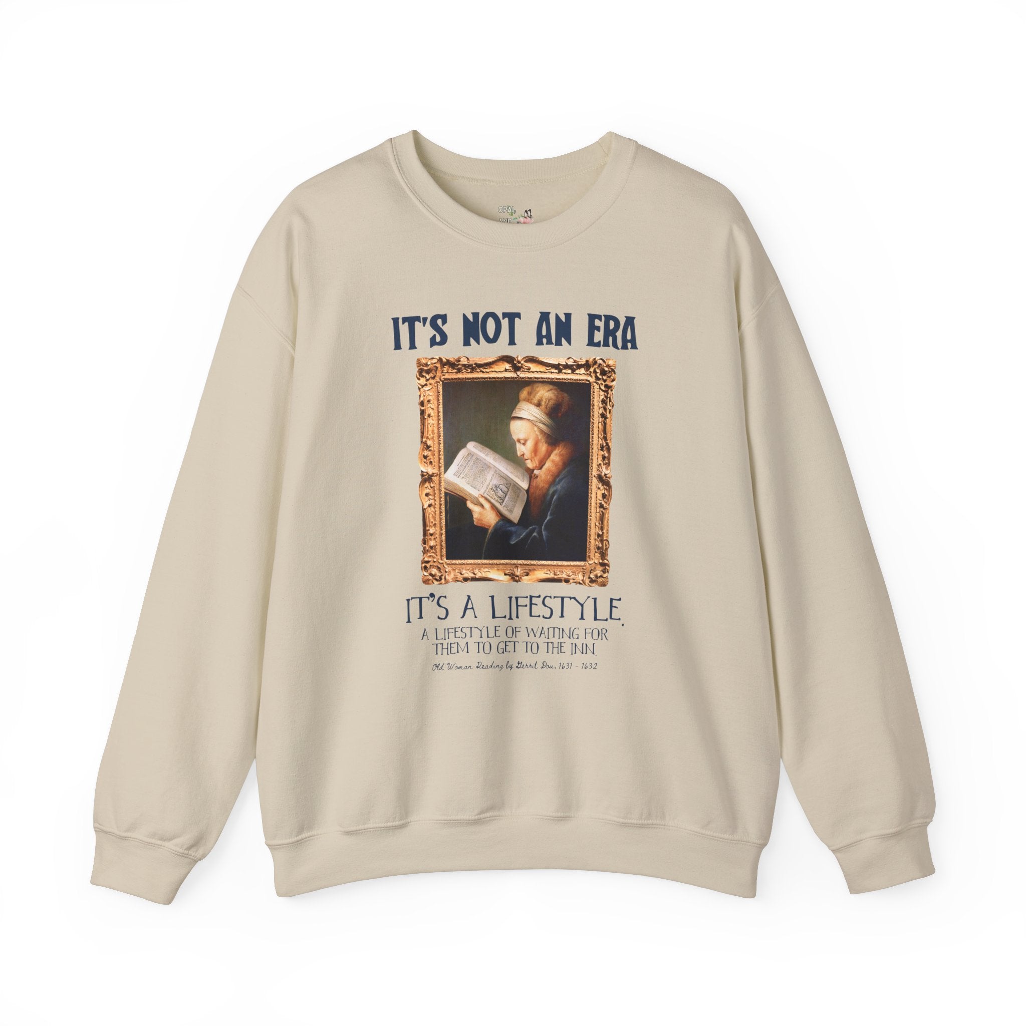Enemies to Lovers Romance Reader Sweatshirt, Fantasy Romance Bookworm, Old Woman Reading by Gerrit Dou, 17th Century Bookish Artwork Shirt - Opal and June