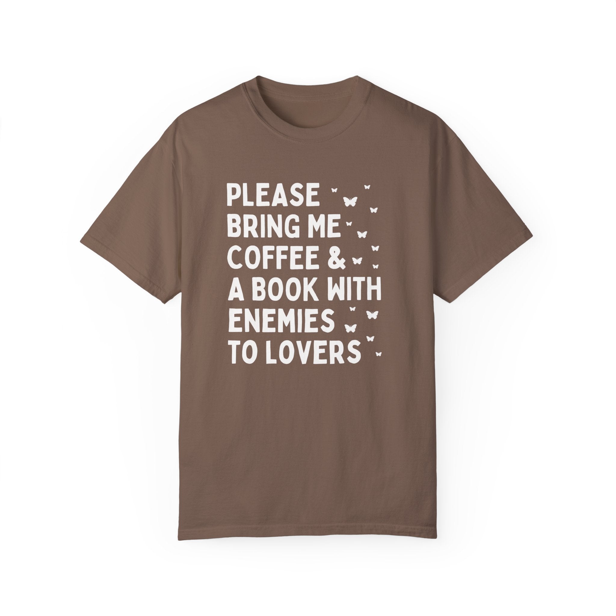 Enemies to Lovers Romance Tropes Tee Shirt: Book Lover Gift Idea, Romantasy Reader Who Loves Romance Tropes and Coffee, Silly Bookworm Tee - Opal and June