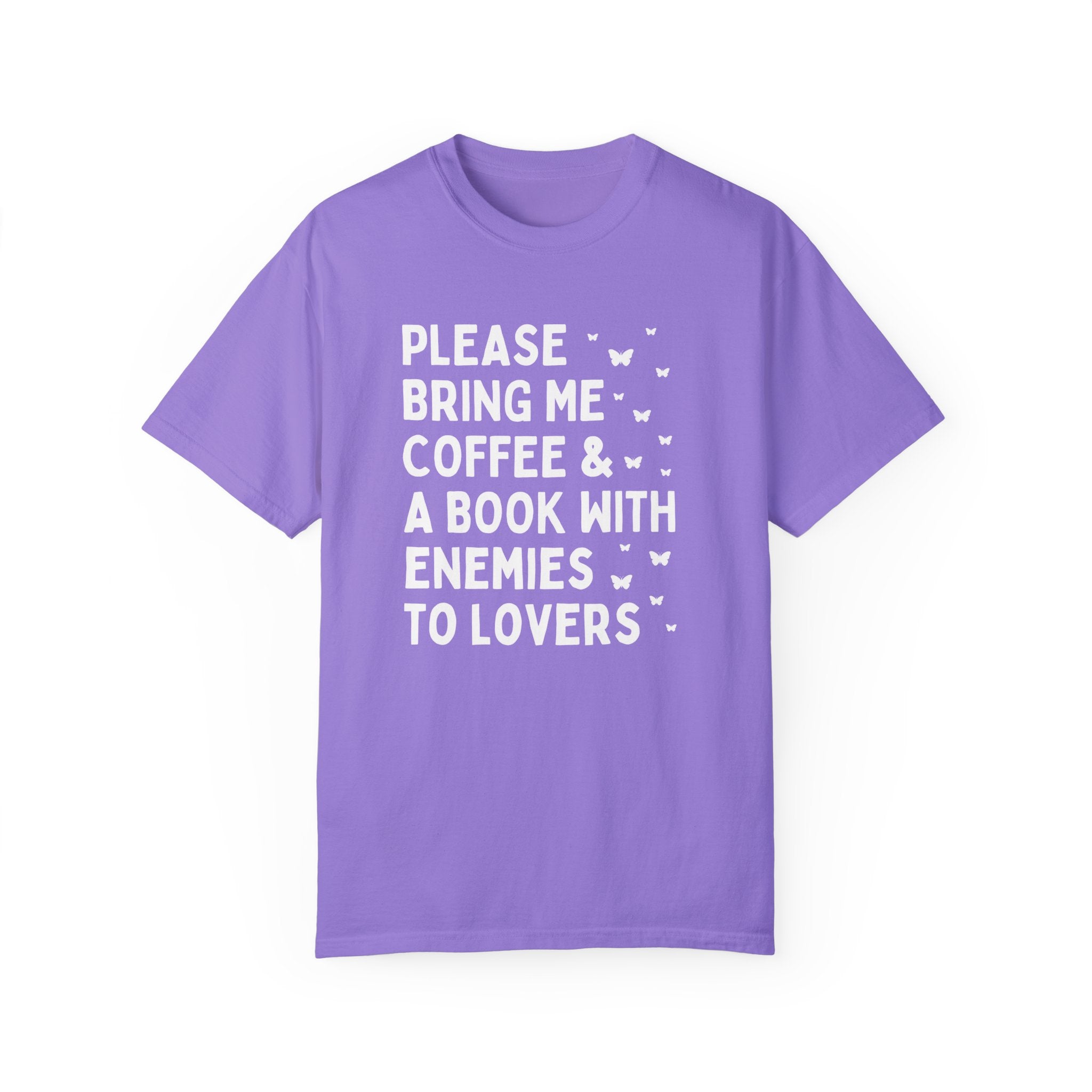 Enemies to Lovers Romance Tropes Tee Shirt: Book Lover Gift Idea, Romantasy Reader Who Loves Romance Tropes and Coffee, Silly Bookworm Tee - Opal and June