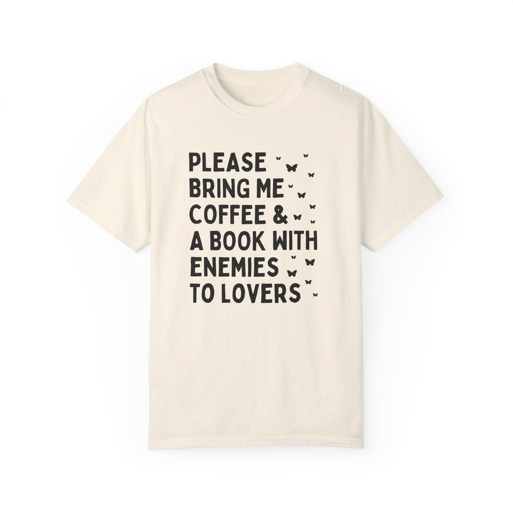 Enemies to Lovers Romance Tropes Tee Shirt: Book Lover Gift Idea, Romantasy Reader Who Loves Romance Tropes and Coffee, Silly Bookworm Tee - Opal and June