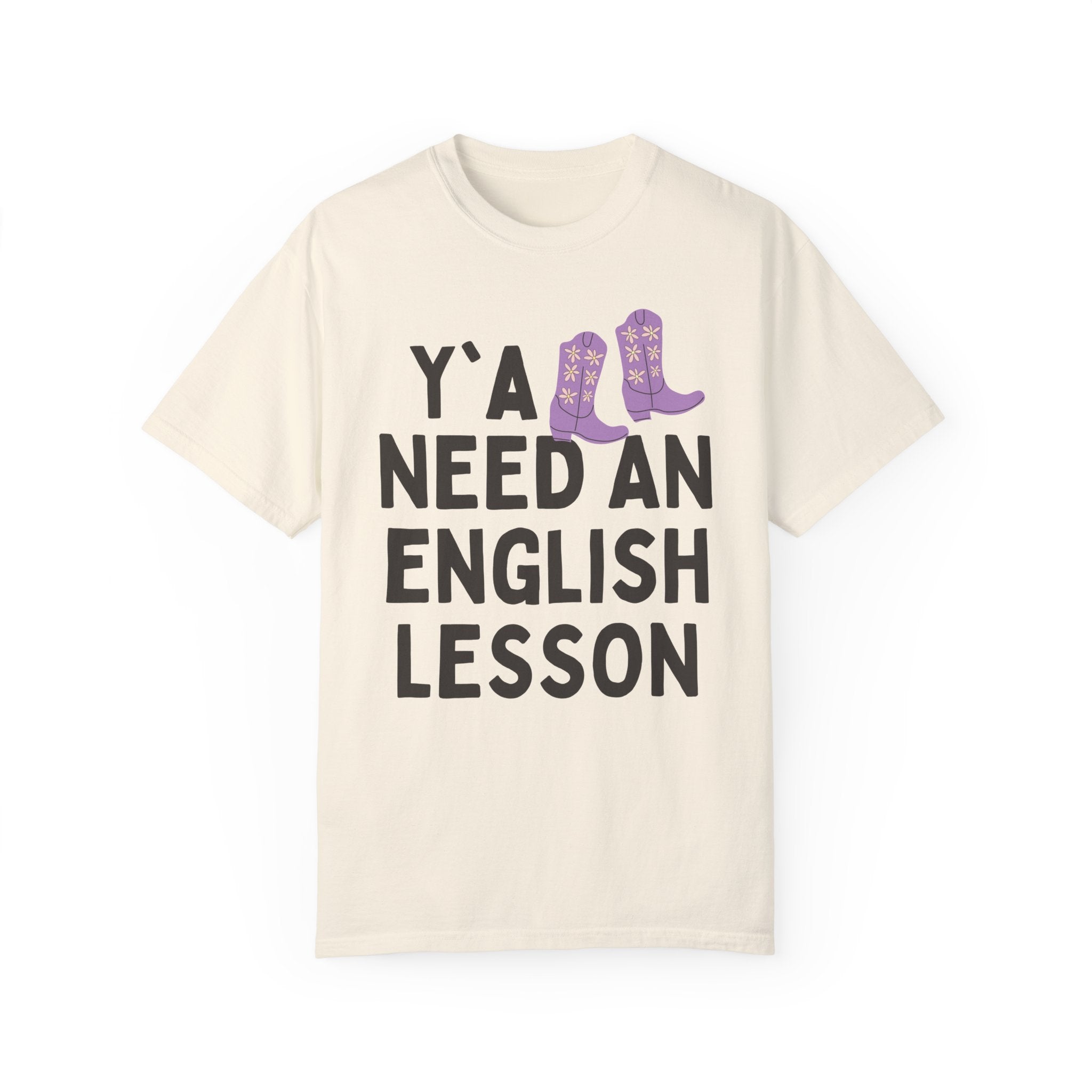 English Teacher T-Shirt with Groovy Western Vibe: Y'all Need an English Lesson, Cute ELA Teacher, Funny Literature Major Grad Student Gift - Opal and June
