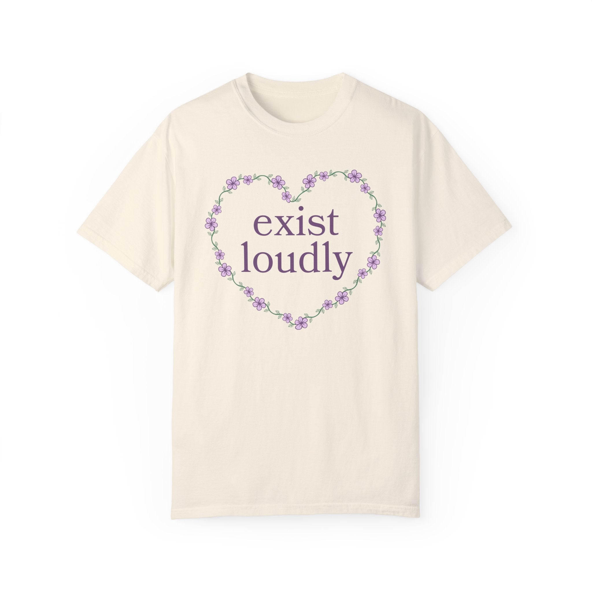 Exist Loudly Cottagecore Tee Shirt with Flowers, Floral Feminist T-Shirt for Democratic Socialist, Women's Rights Floral Aesthetic Tee Shirt - Opal and June