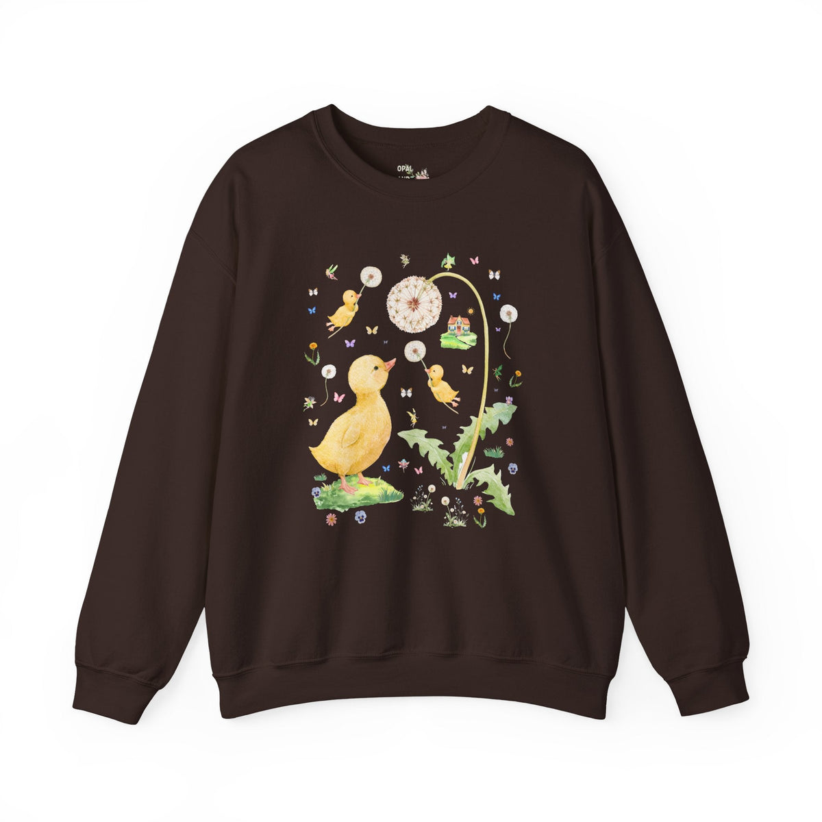 Fairycore Duck Lover Sweatshirt for Animal Lover Who Loves Fairies, Cute Whimsical 90s Aesthetic Crewneck with Sweet Dandelion Flowers - Opal and June