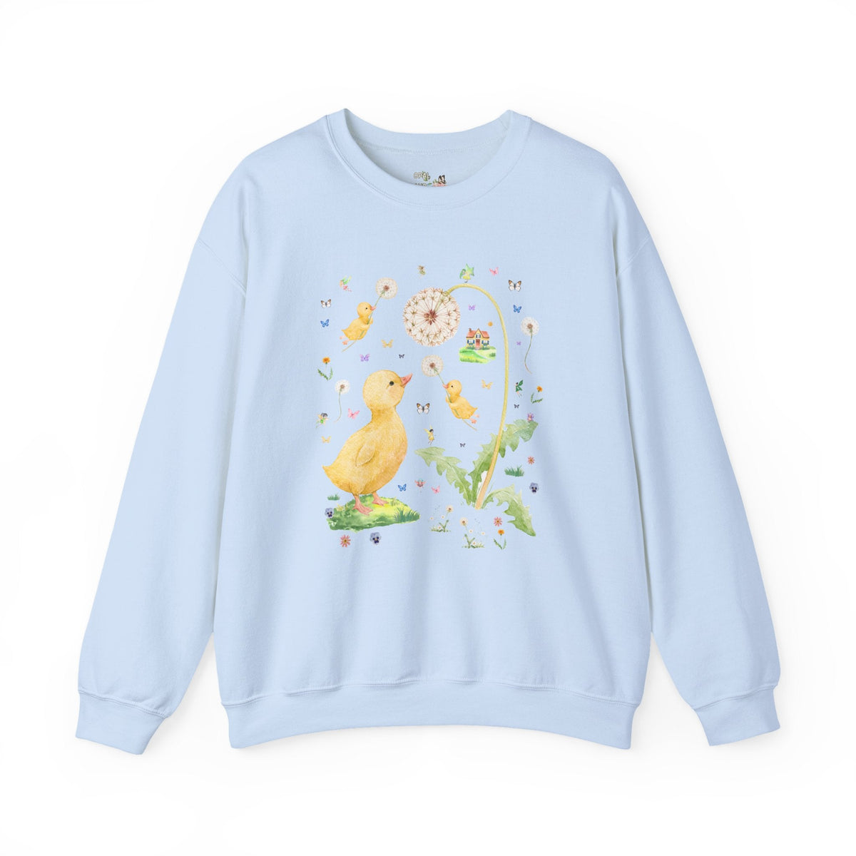 Fairycore Duck Lover Sweatshirt for Animal Lover Who Loves Fairies, Cute Whimsical 90s Aesthetic Crewneck with Sweet Dandelion Flowers - Opal and June
