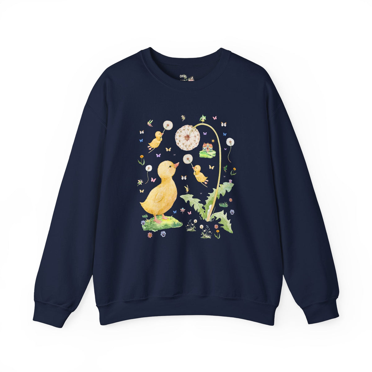 Fairycore Duck Lover Sweatshirt for Animal Lover Who Loves Fairies, Cute Whimsical 90s Aesthetic Crewneck with Sweet Dandelion Flowers - Opal and June