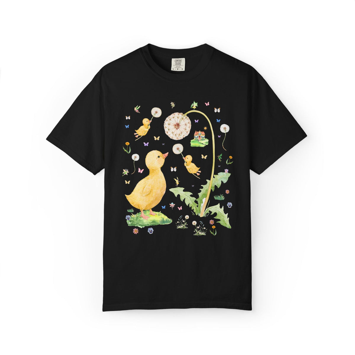 Fairycore Duck Lover Tee Shirt for Animal Lover Who Loves Fairies, Cute Whimsical 90s Aesthetic T-Shirt with Sweet Dandelion Flowers - Opal and June