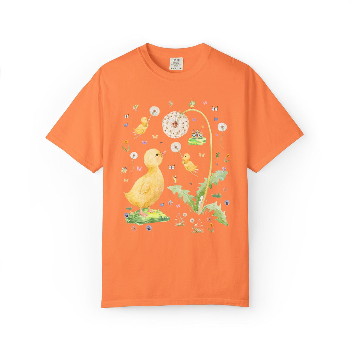 Fairycore Duck Lover Tee Shirt for Animal Lover Who Loves Fairies, Cute Whimsical 90s Aesthetic T-Shirt with Sweet Dandelion Flowers - Opal and June