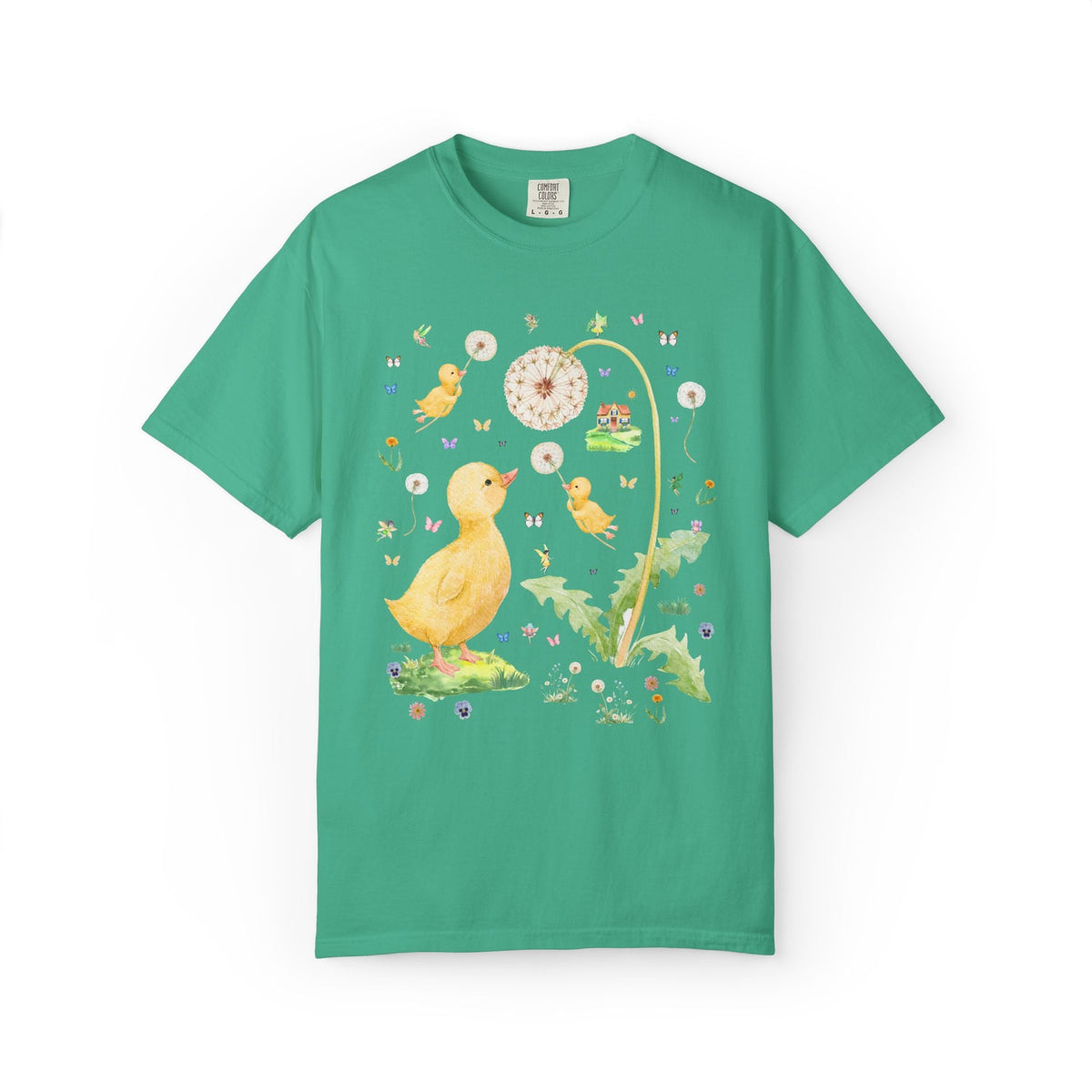 Fairycore Duck Lover Tee Shirt for Animal Lover Who Loves Fairies, Cute Whimsical 90s Aesthetic T-Shirt with Sweet Dandelion Flowers - Opal and June
