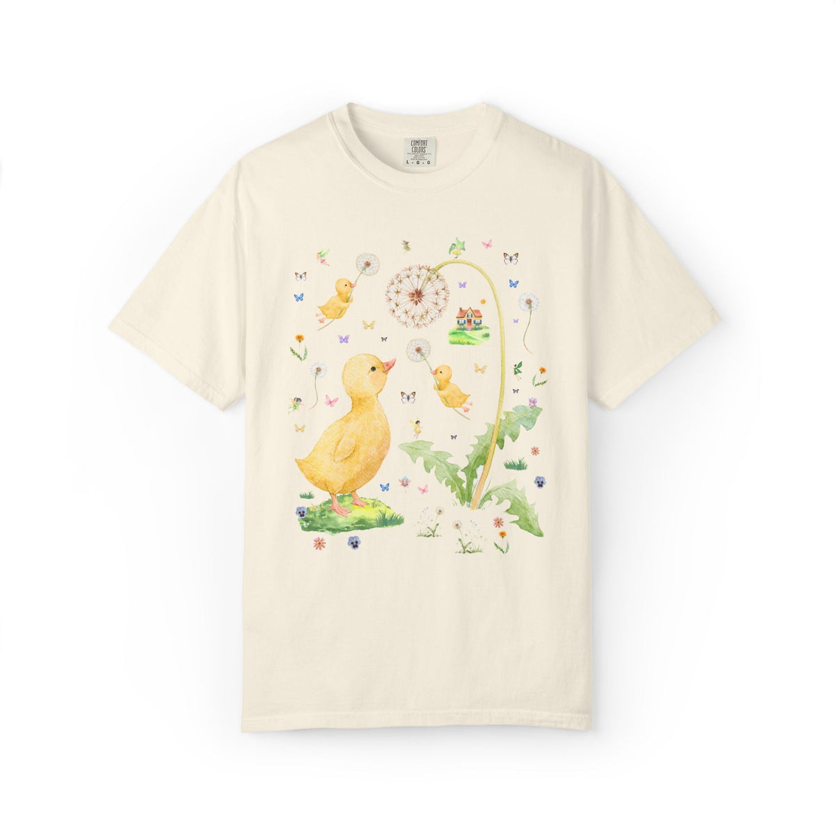 Fairycore Duck Lover Tee Shirt for Animal Lover Who Loves Fairies, Cute Whimsical 90s Aesthetic T-Shirt with Sweet Dandelion Flowers - Opal and June