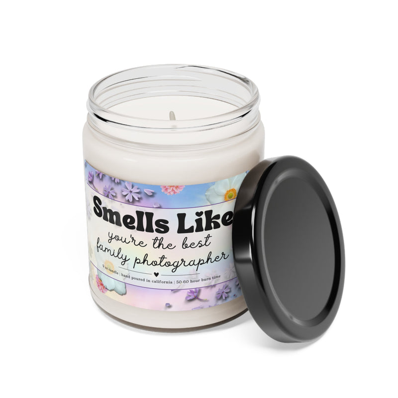 Family Photographer Gift: Smells Like You're The Best Family Photographer | 9 Oz Soy Candle for Family Photographer, Photography Student - Opal and June