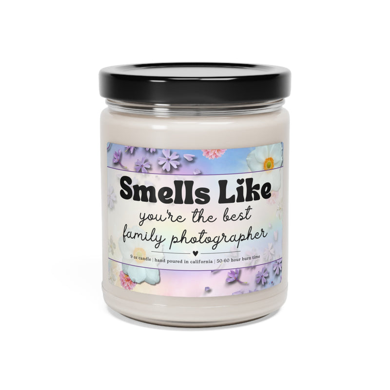 Family Photographer Gift: Smells Like You're The Best Family Photographer | 9 Oz Soy Candle for Family Photographer, Photography Student - Opal and June