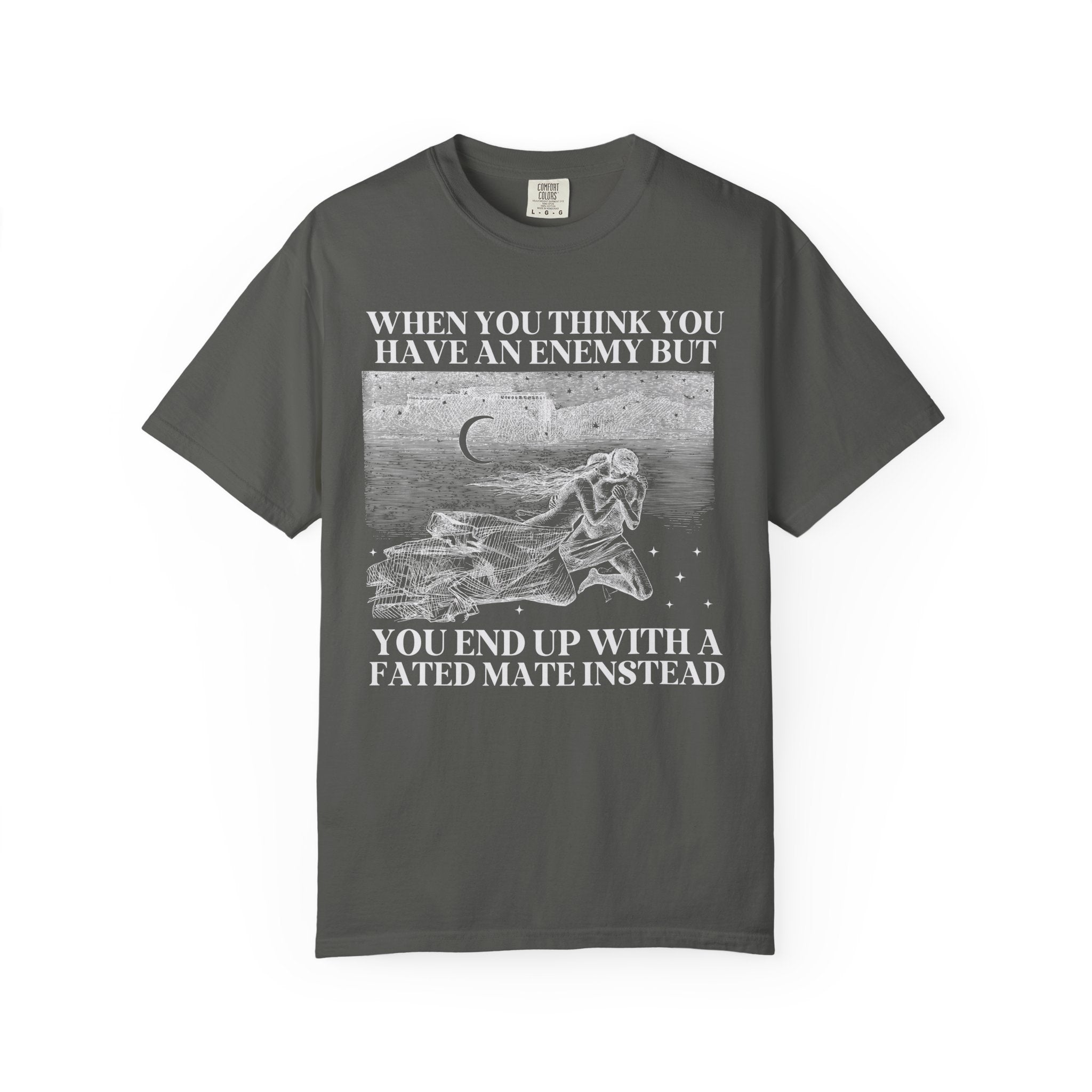 Fantasy Romance Bookworm T-Shirt with Vintage Aesthetic, Silly Bookish Shirt for Reader Who Loves Romantasy Novels, Fated Mate Romance Trope - Opal and June