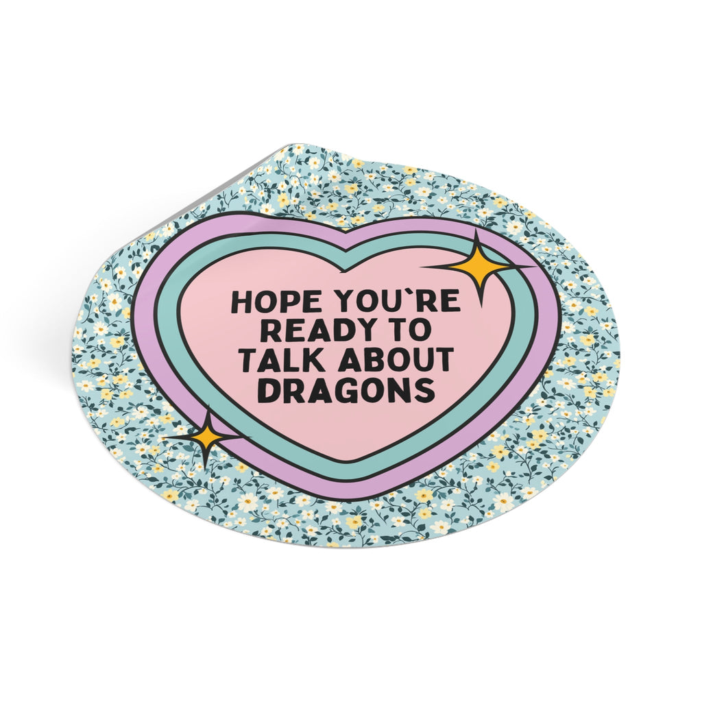Fantasy Romance or Romantasy Reader Sticker with Heart: Cute Dragon Lover Sticker for Bookworm Who Loves Fantasy Novels, Present for Reader - Opal and June