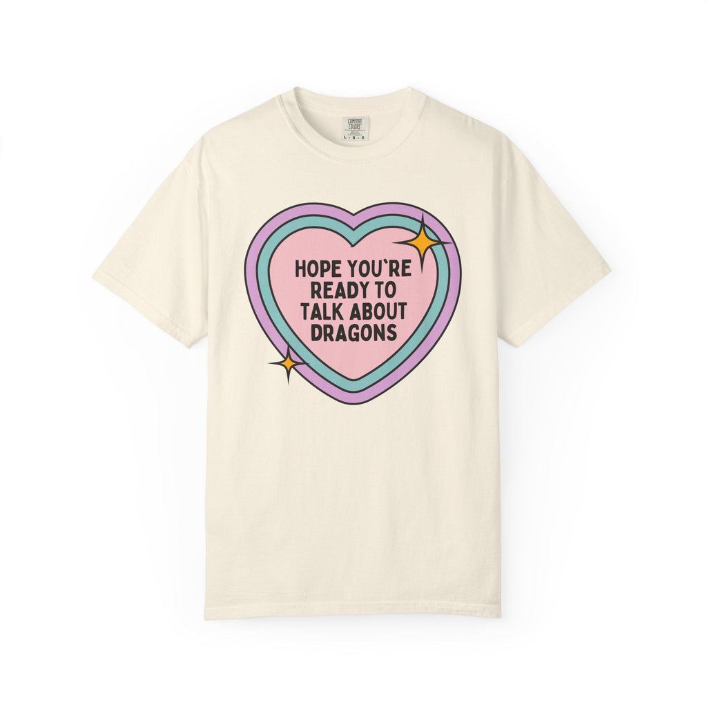 Fantasy Romance or Romantasy Reader T-Shirt with Heart: Cute Dragon Lover T-Shirt for Bookworm Who Loves Fantasy Novels, Present for Reader - Opal and June