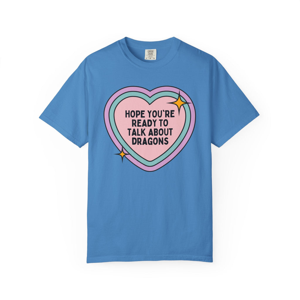 Fantasy Romance or Romantasy Reader T-Shirt with Heart: Cute Dragon Lover T-Shirt for Bookworm Who Loves Fantasy Novels, Present for Reader - Opal and June