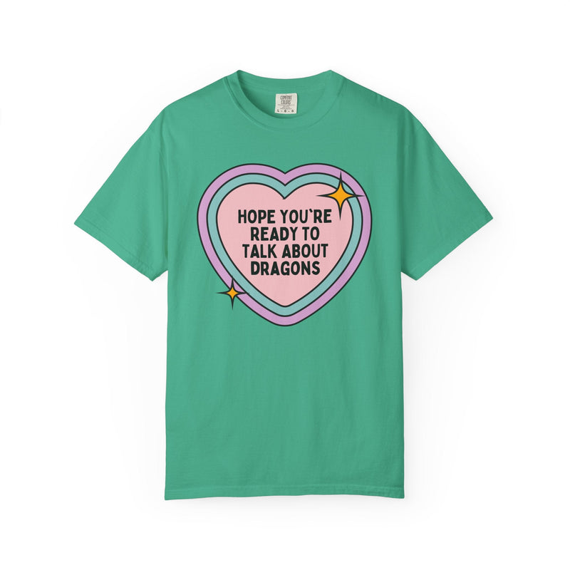 Fantasy Romance or Romantasy Reader T-Shirt with Heart: Cute Dragon Lover T-Shirt for Bookworm Who Loves Fantasy Novels, Present for Reader - Opal and June