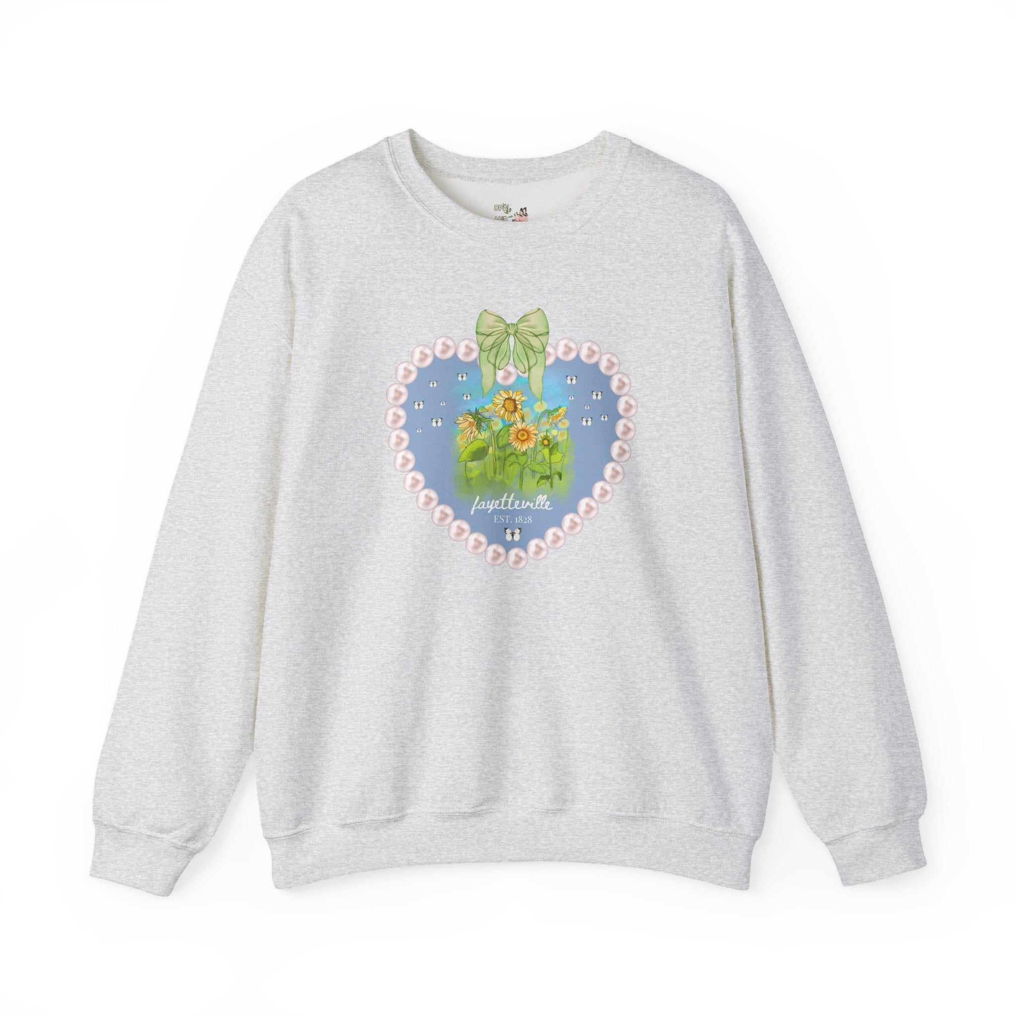 Fayetteville Arkansas Sweatshirt for Friend Living in Northwest Arkansas: Cute 1828 Northwest Arkansas Butterly Lover Shirt with Sunflowers - Opal and June