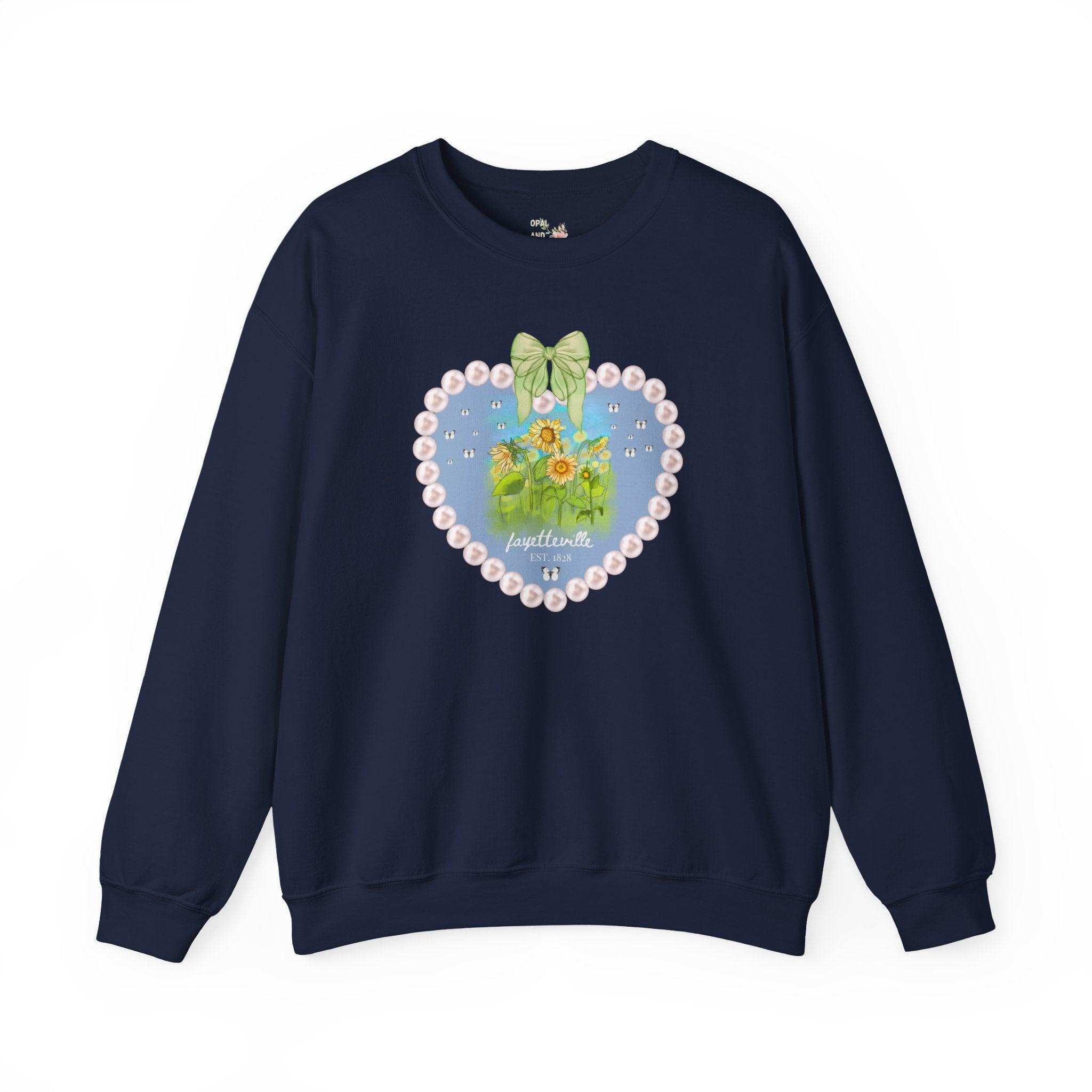Fayetteville Arkansas Sweatshirt for Friend Living in Northwest Arkansas: Cute 1828 Northwest Arkansas Butterly Lover Shirt with Sunflowers - Opal and June