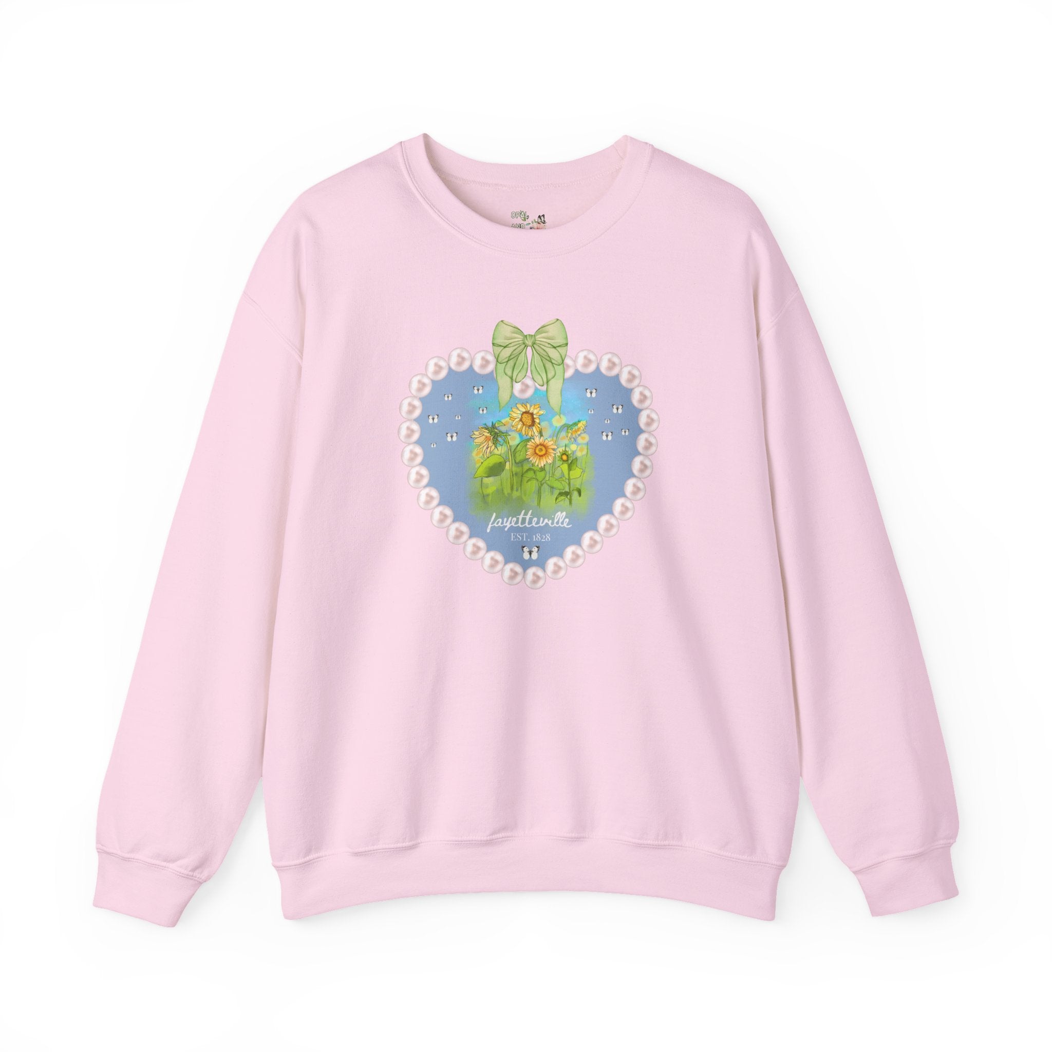Fayetteville Arkansas Sweatshirt for Friend Living in Northwest Arkansas: Cute 1828 Northwest Arkansas Butterly Lover Shirt with Sunflowers - Opal and June