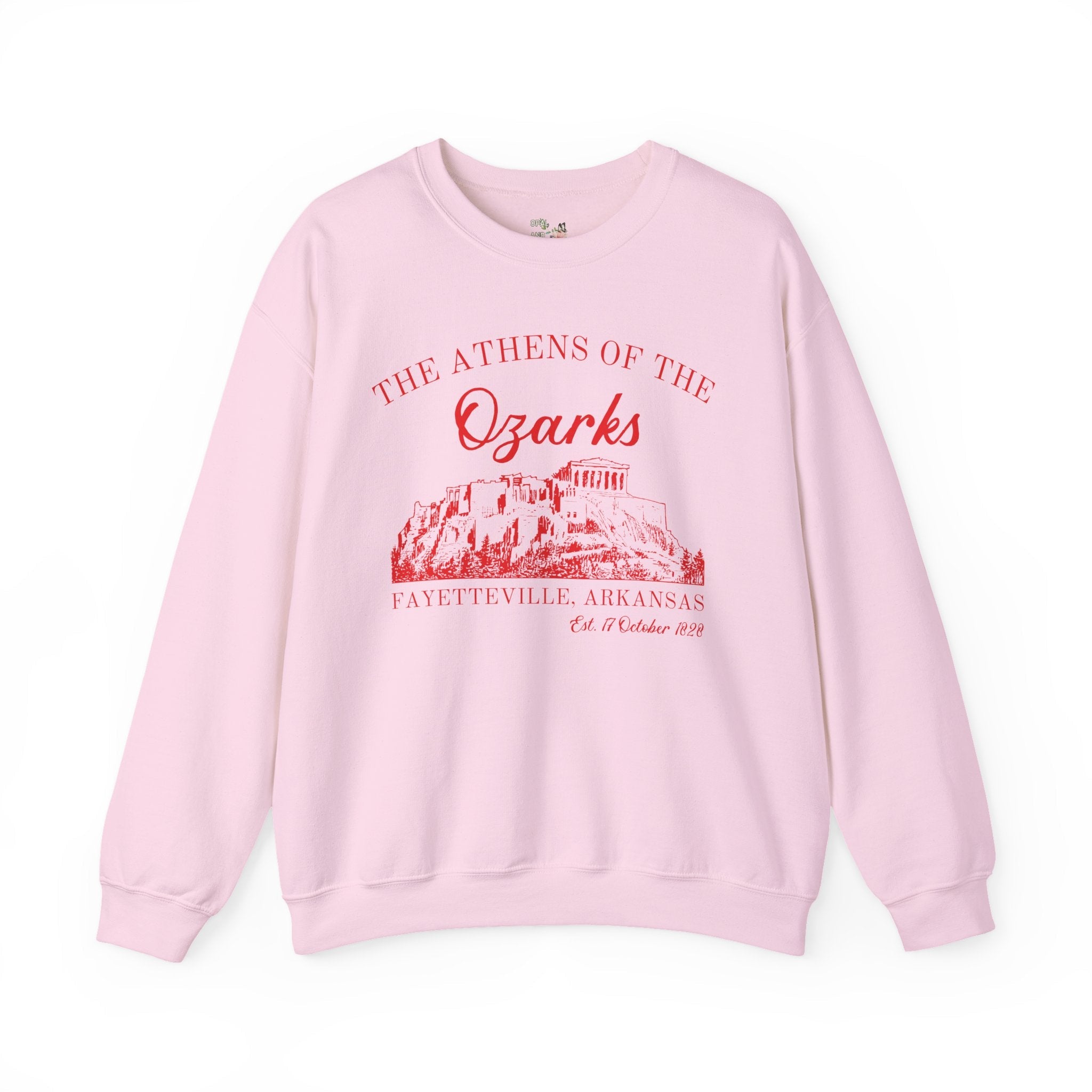 Fayetteville Arkansas Sweatshirt for Friend Living in Northwest Arkansas: The Athens of the Ozarks, Cute 90s Style Fayetteville AR Crewneck - Opal and June