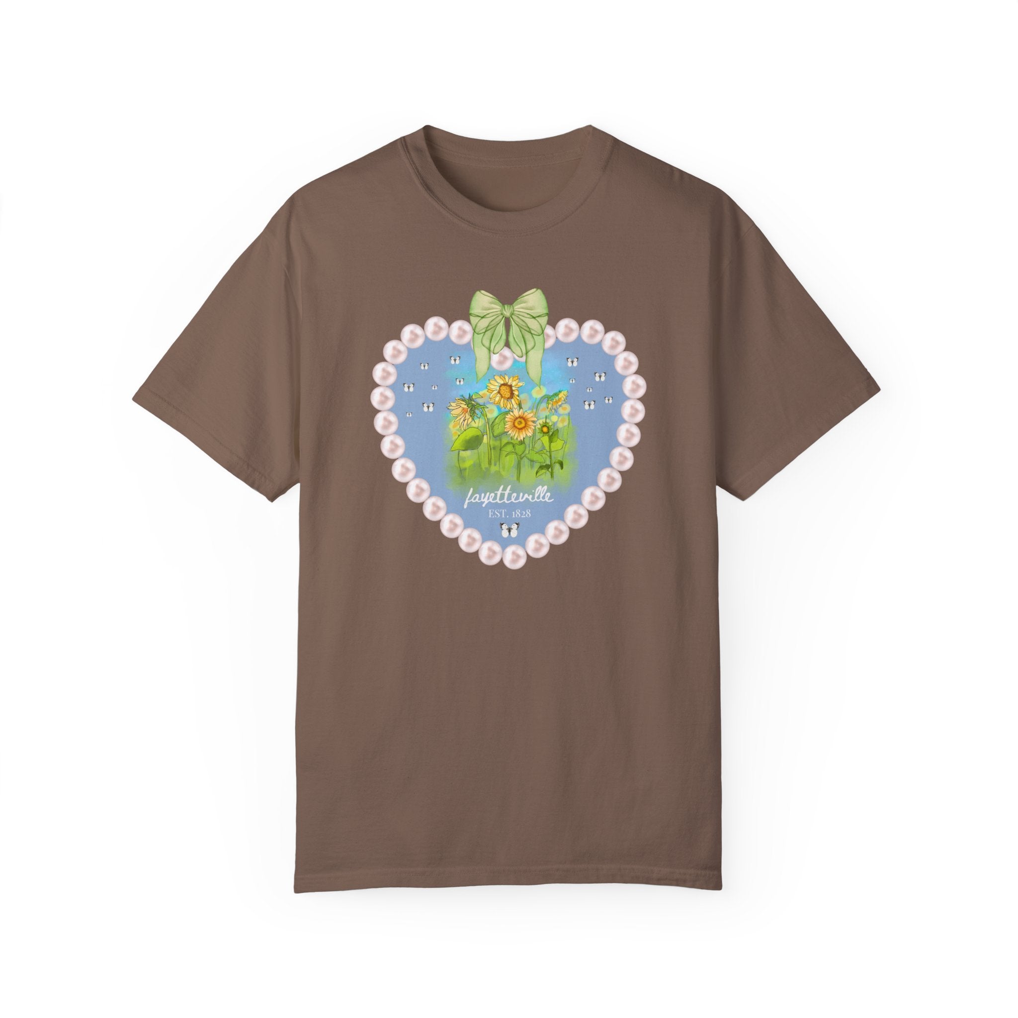 Fayetteville Arkansas Tee Shirt for Friend Living in Northwest Arkansas: Cute 1828 Northwest Arkansas Butterly Lover T-Shirt with Sunflowers - Opal and June