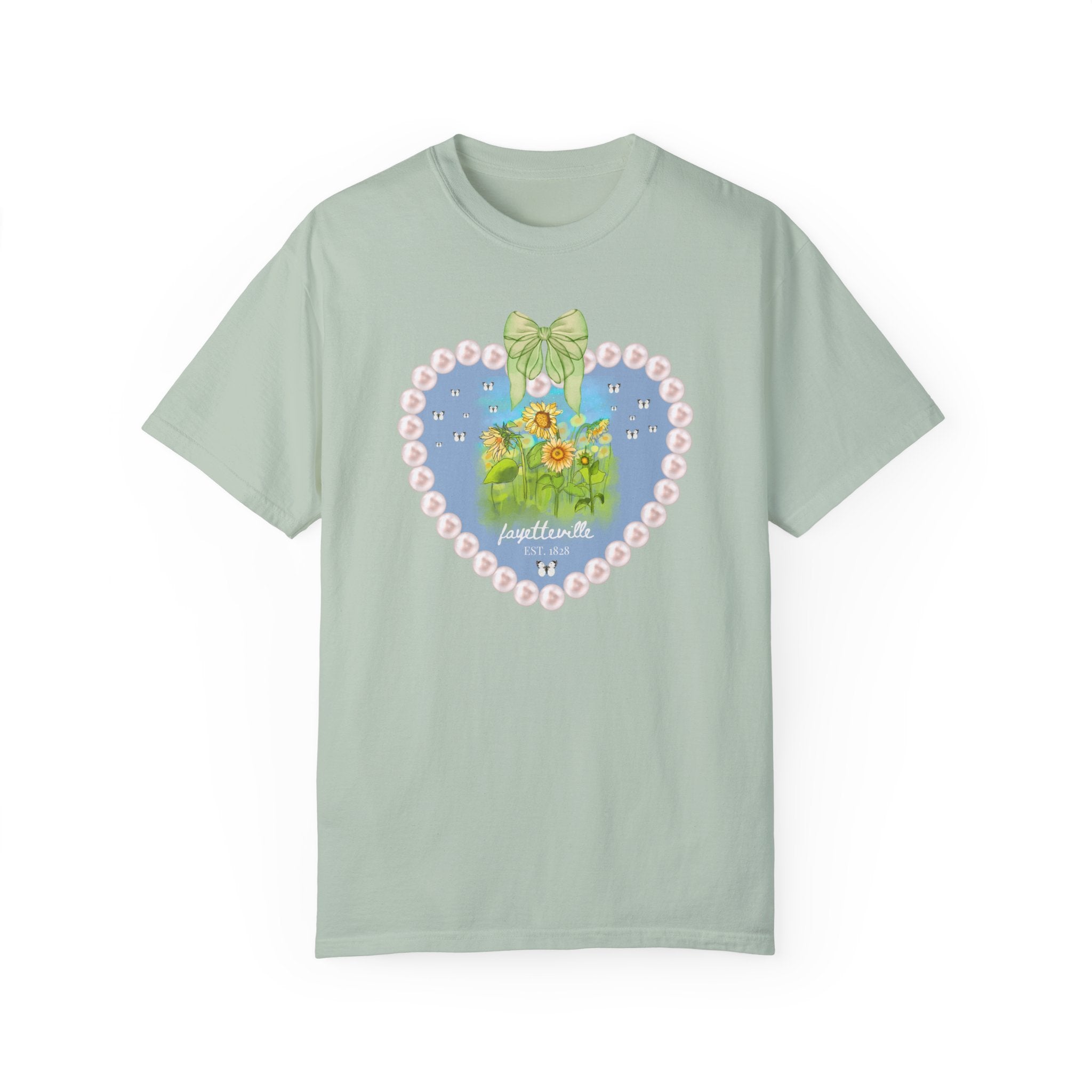 Fayetteville Arkansas Tee Shirt for Friend Living in Northwest Arkansas: Cute 1828 Northwest Arkansas Butterly Lover T-Shirt with Sunflowers - Opal and June
