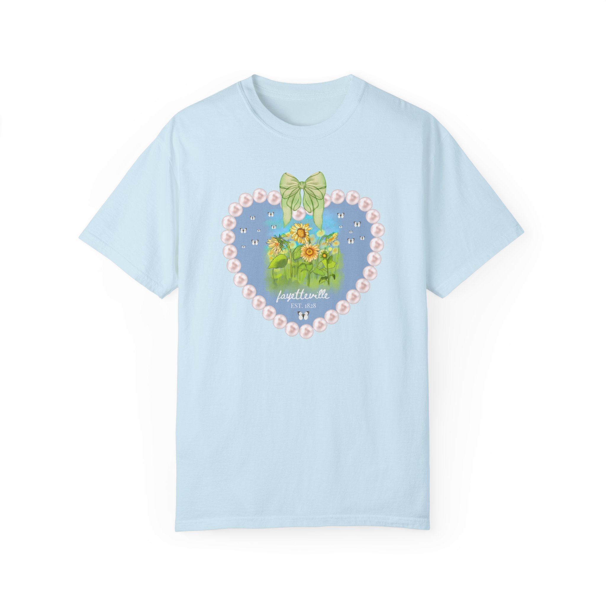 Fayetteville Arkansas Tee Shirt for Friend Living in Northwest Arkansas: Cute 1828 Northwest Arkansas Butterly Lover T-Shirt with Sunflowers - Opal and June