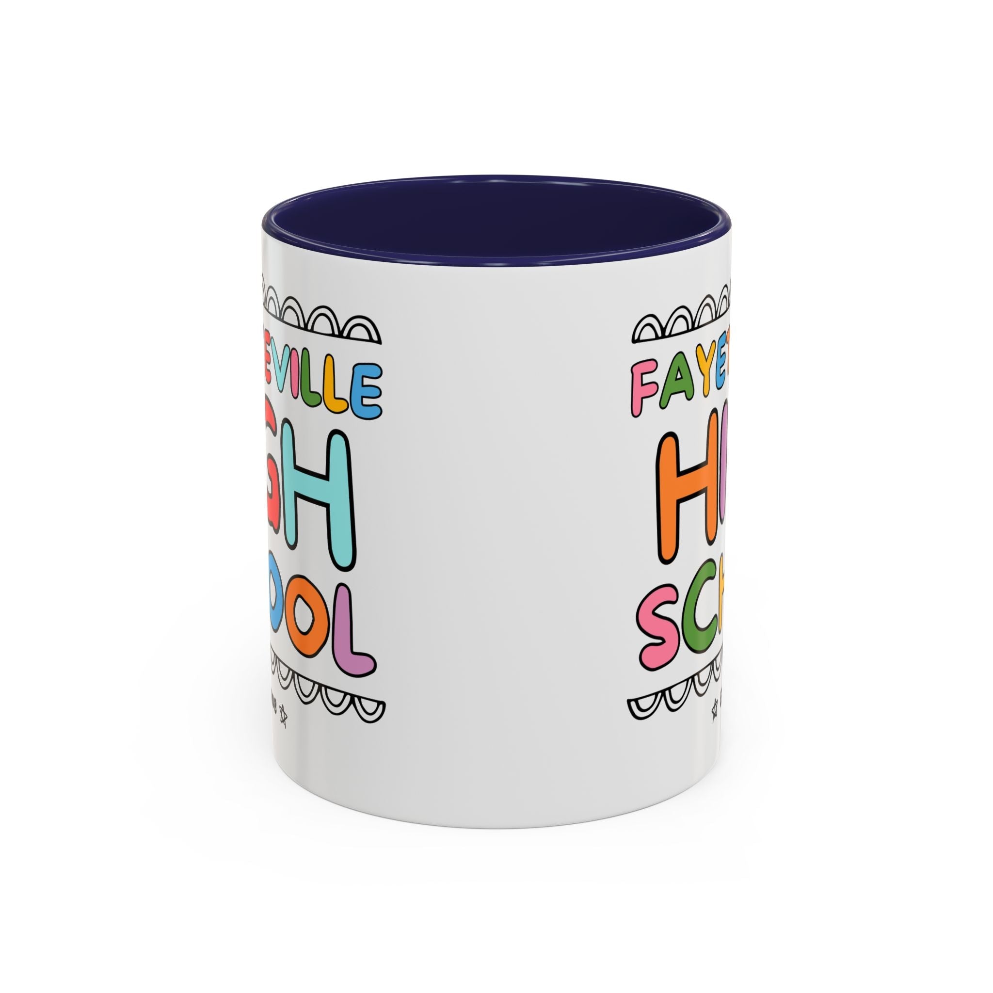 Fayetteville High School 15 Oz Coffee Mug: Rainbow Letters - Opal and June