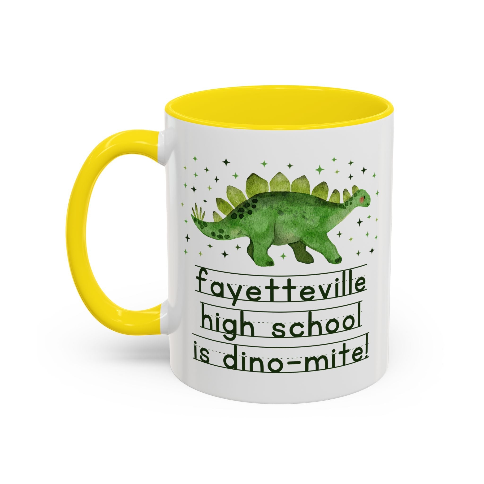 Fayetteville High School is Dino - Mite 11 Oz Coffee Mug | FPS + Opal and June Coffee Mug, Fayetteville Public Schools - Opal and June