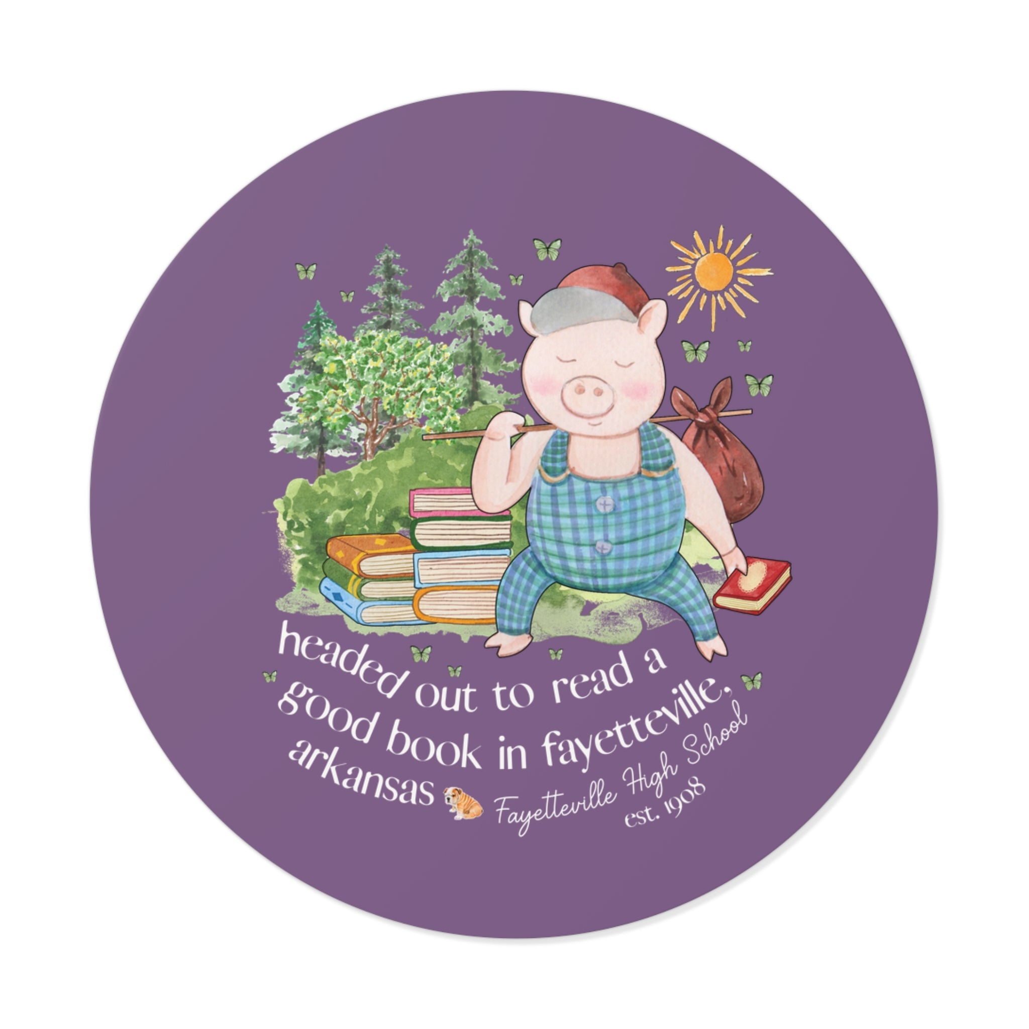 Fayetteville High School Sticker: Off to Read a Book | FPS + Opal and June Sticker, Fayetteville Public Schools - Opal and June