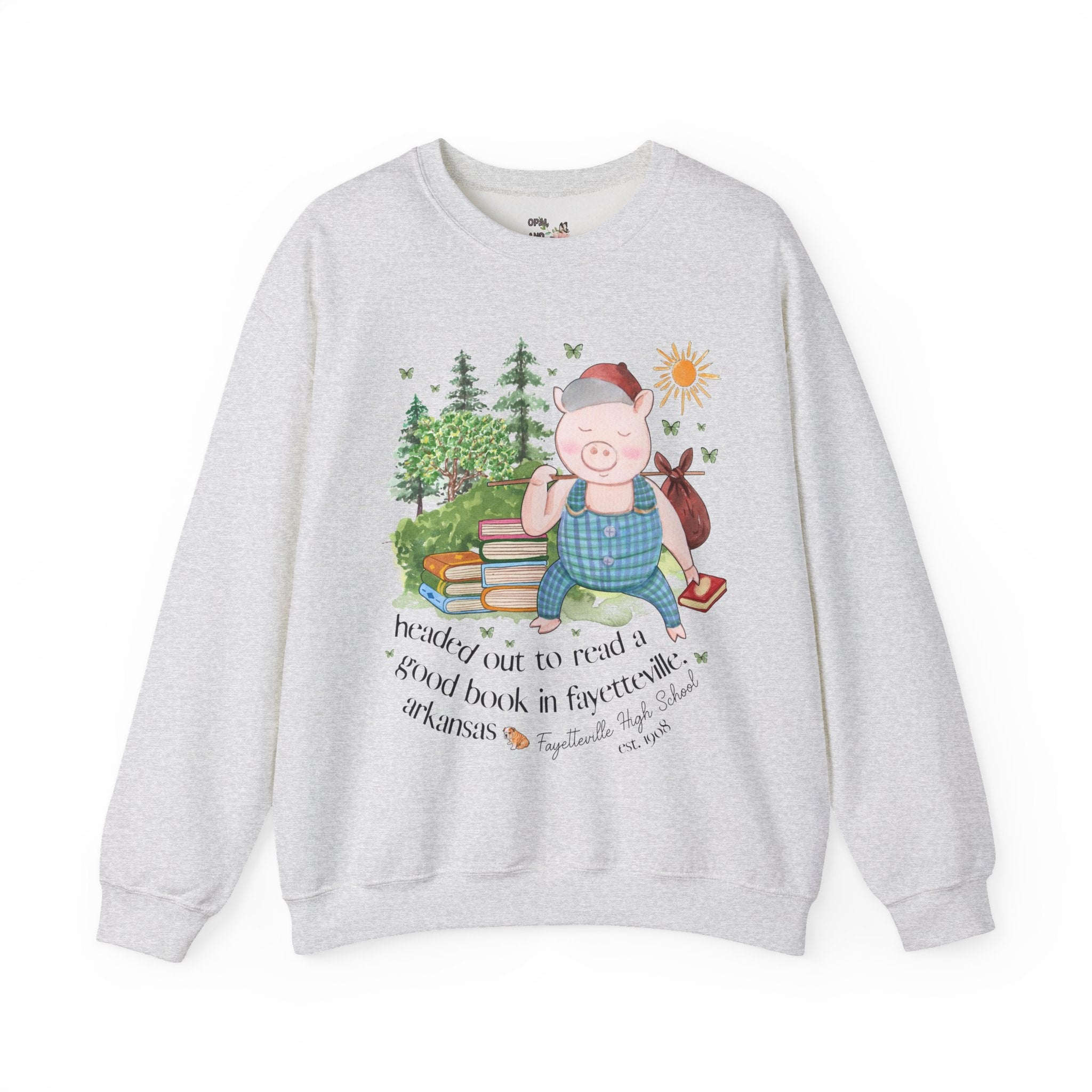 Fayetteville High School Sweatshirt: Off to Read a Book | FPS + Opal and June Sweatshirt, Fayetteville Public Schools - Opal and June