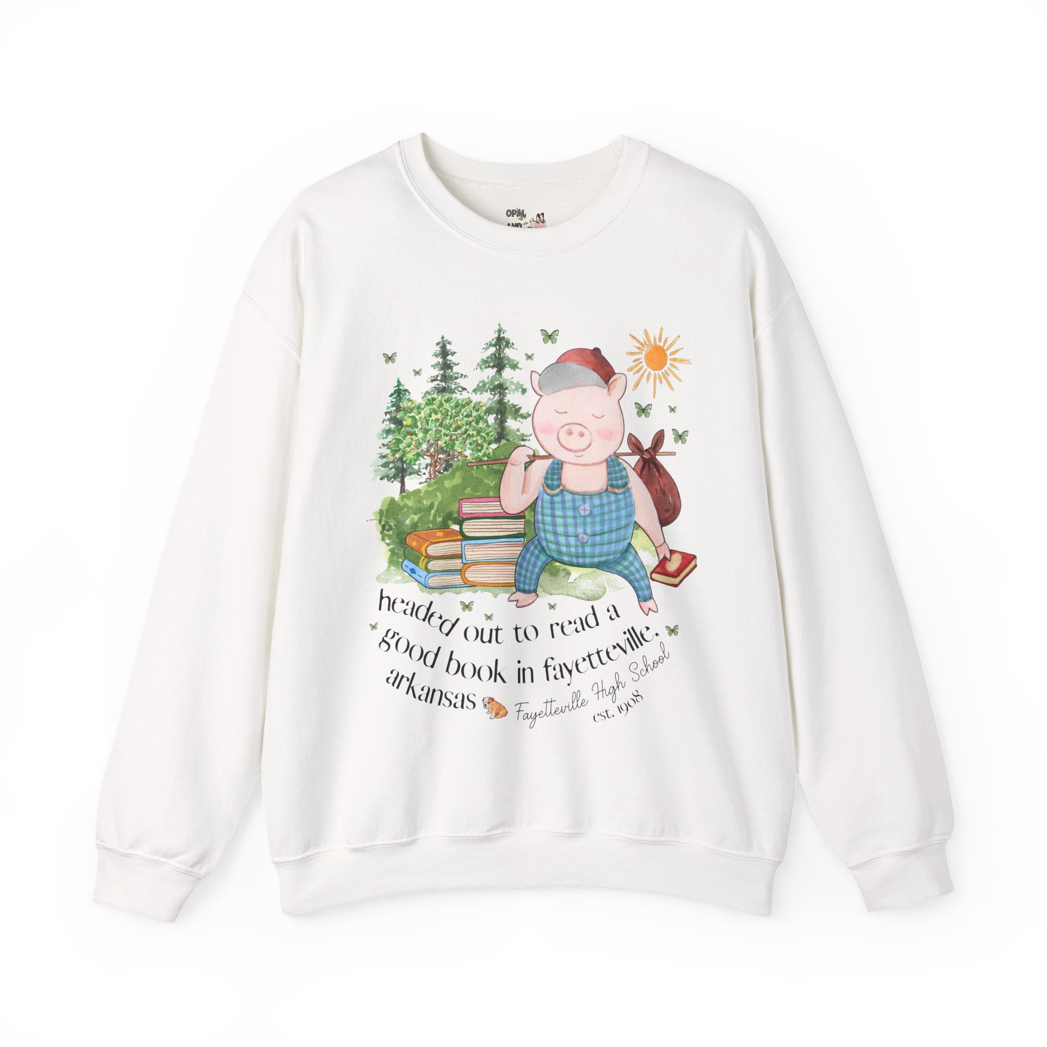 Fayetteville High School Sweatshirt: Off to Read a Book | FPS + Opal and June Sweatshirt, Fayetteville Public Schools - Opal and June