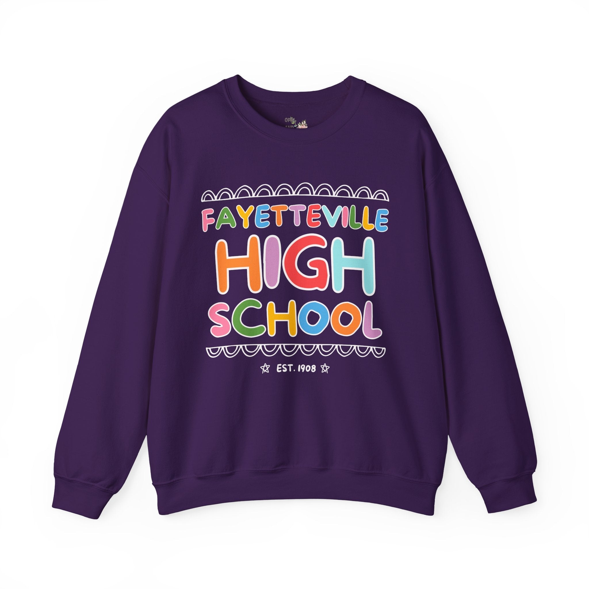 Fayetteville High School Sweatshirt: Rainbow Letters - Opal and June
