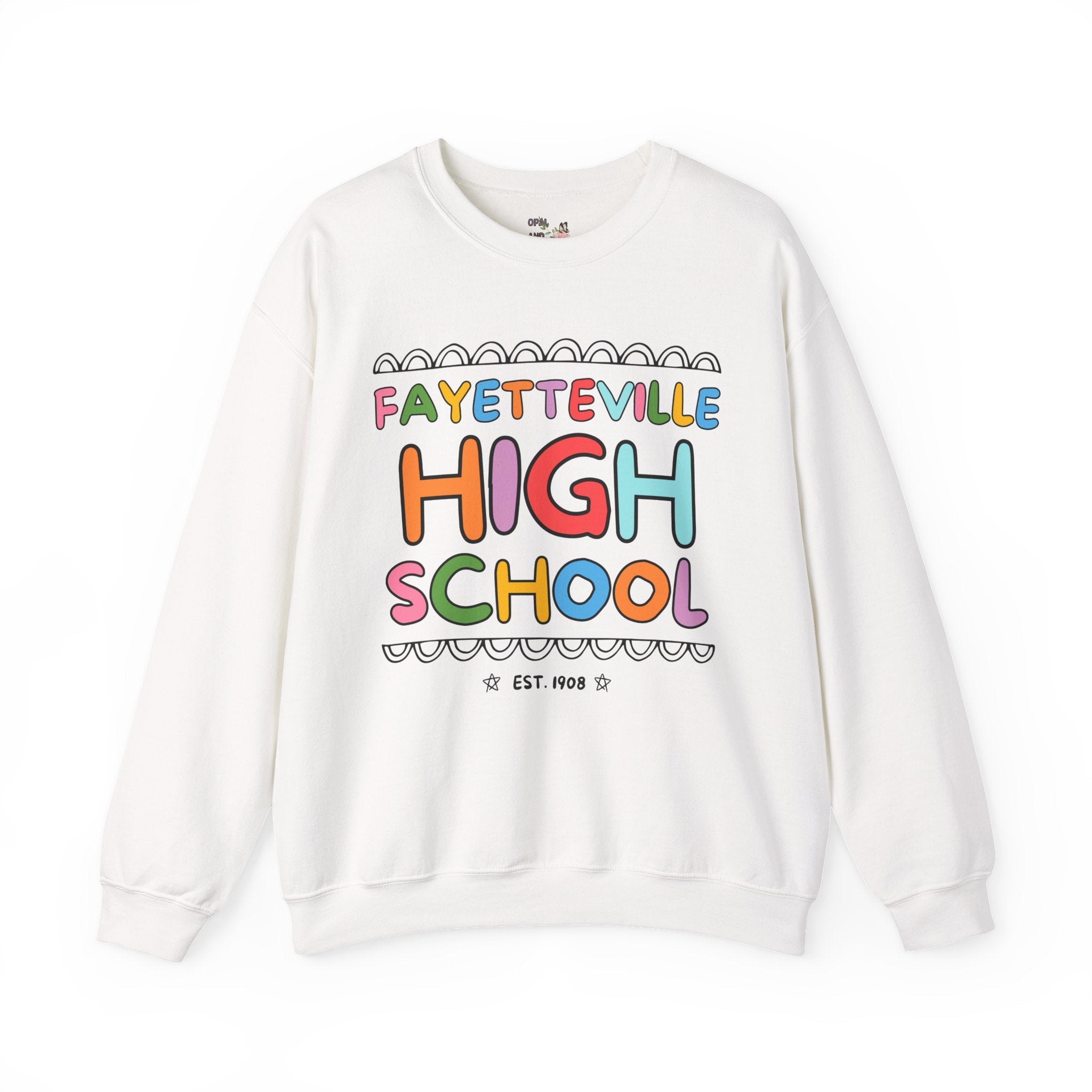 Fayetteville High School Sweatshirt: Rainbow Letters - Opal and June
