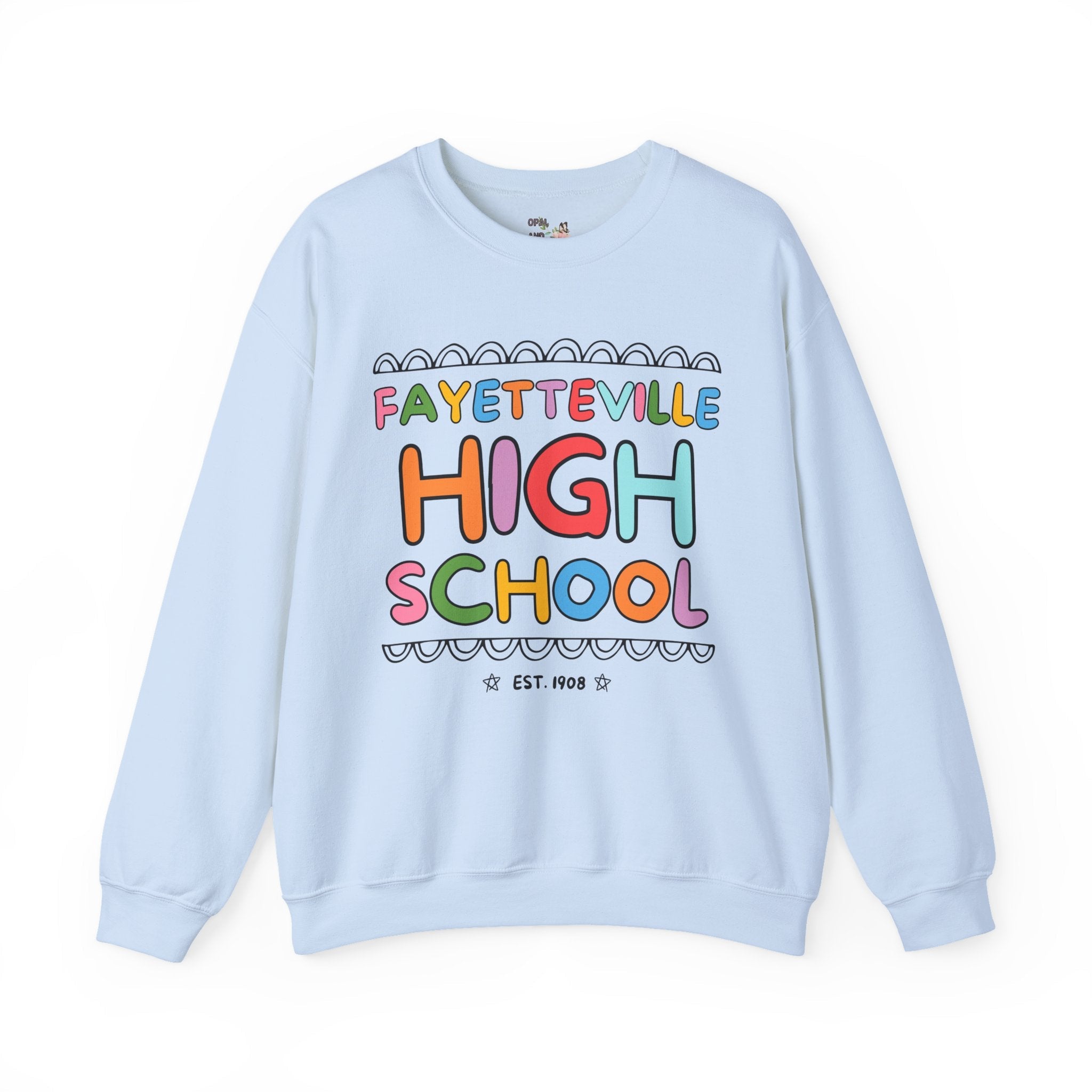 Fayetteville High School Sweatshirt: Rainbow Letters - Opal and June