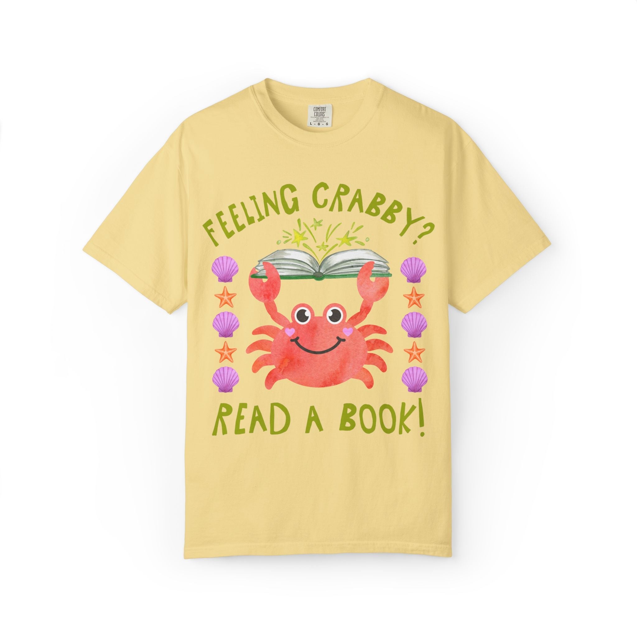 Feeling Crabby? Read a Book! Cute Bookish Tee Shirt for Bookworm or School Librarian, Silly Crustacean or Ocean Animal and Book Lover Tee - Opal and June
