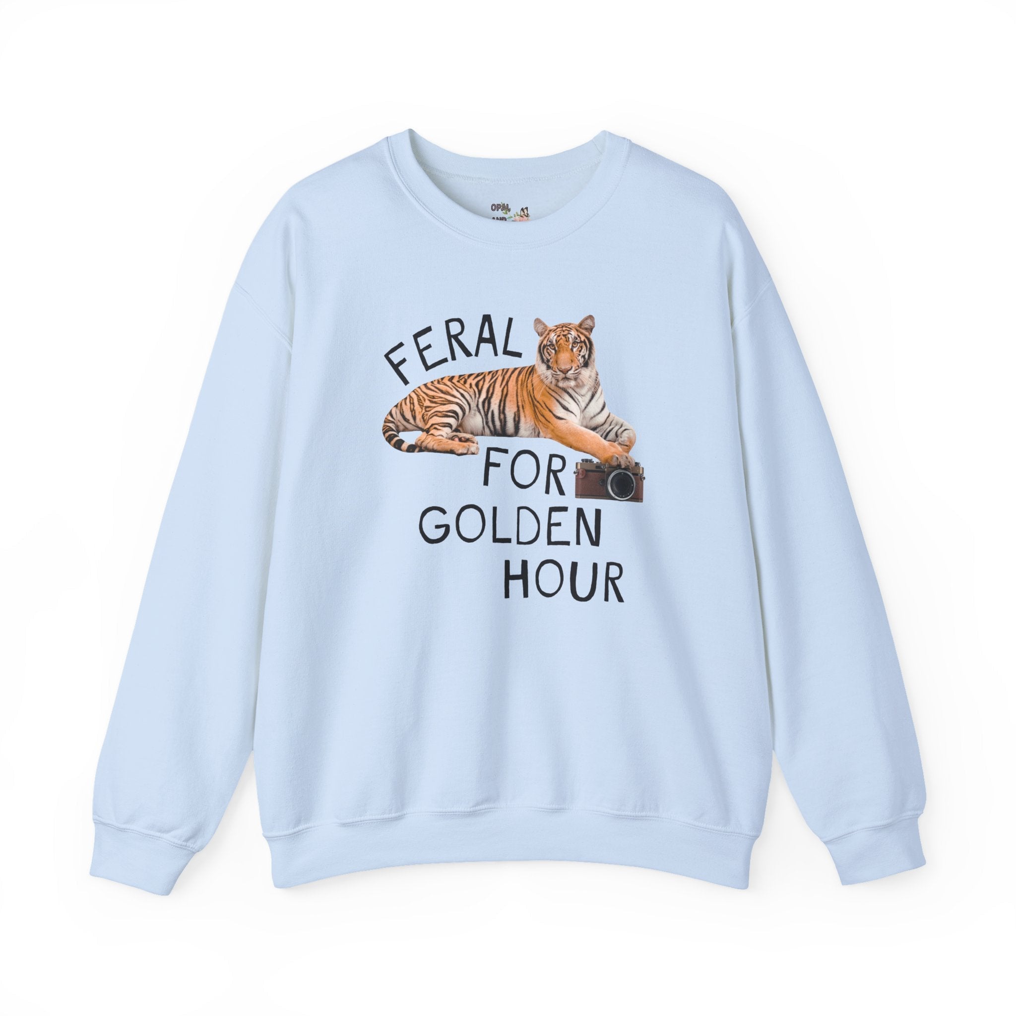Feral for Golden Hour Photographer Sweatshirt: Funny Tiger Lover Sweatshirt for Photographer Who Loves Animals - Opal and June