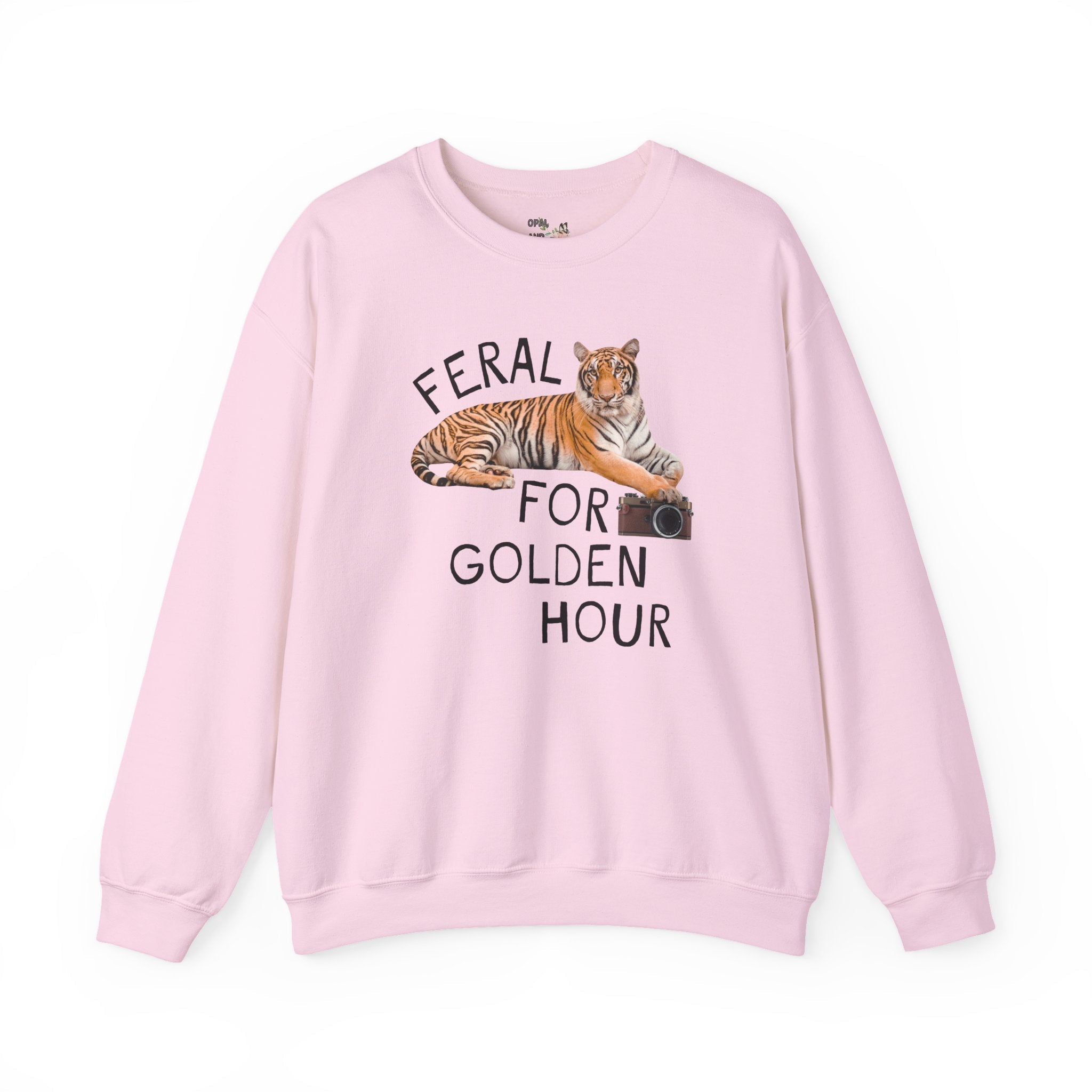 Feral for Golden Hour Photographer Sweatshirt: Funny Tiger Lover Sweatshirt for Photographer Who Loves Animals - Opal and June