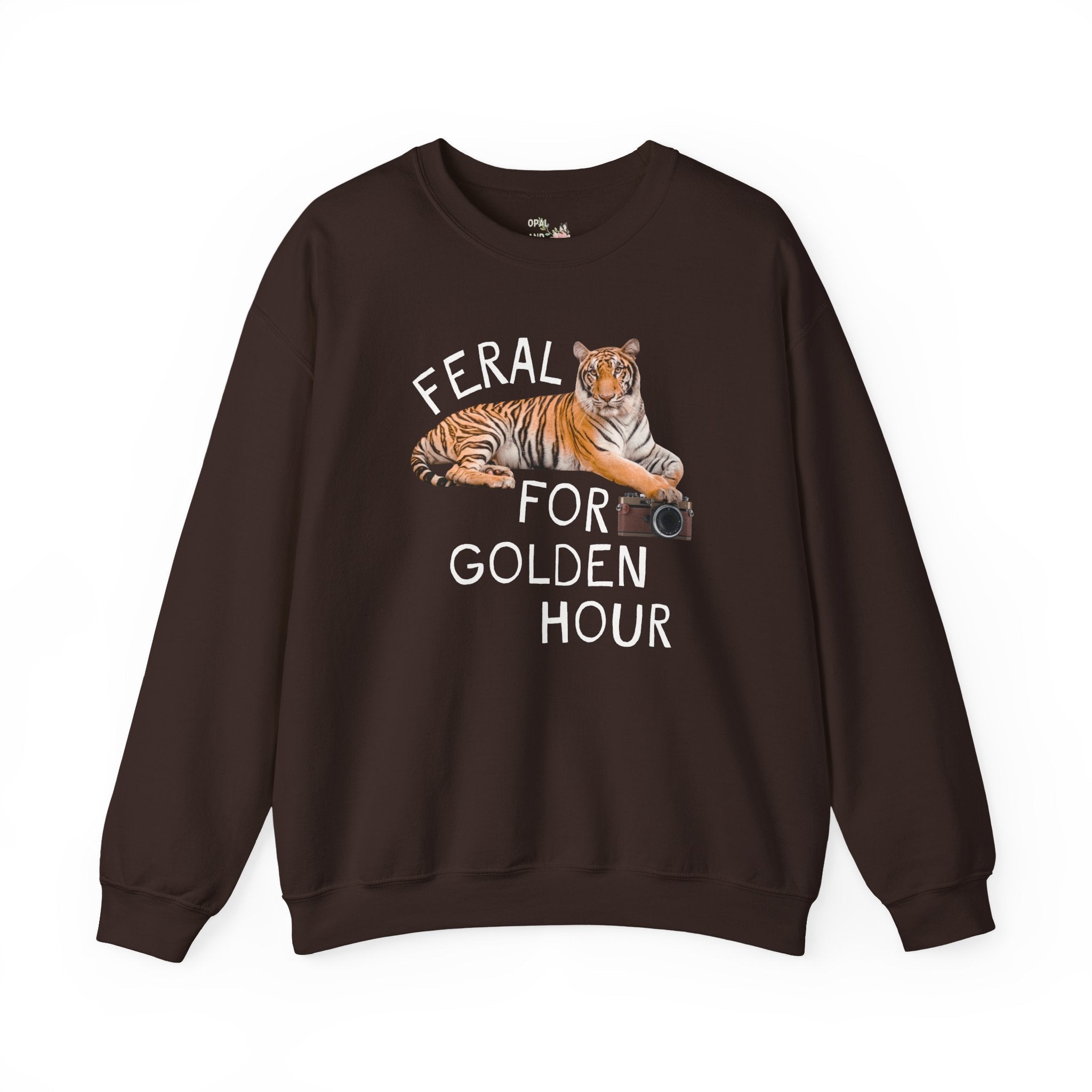 Feral for Golden Hour Photographer Sweatshirt: Funny Tiger Lover Sweatshirt for Photographer Who Loves Animals - Opal and June