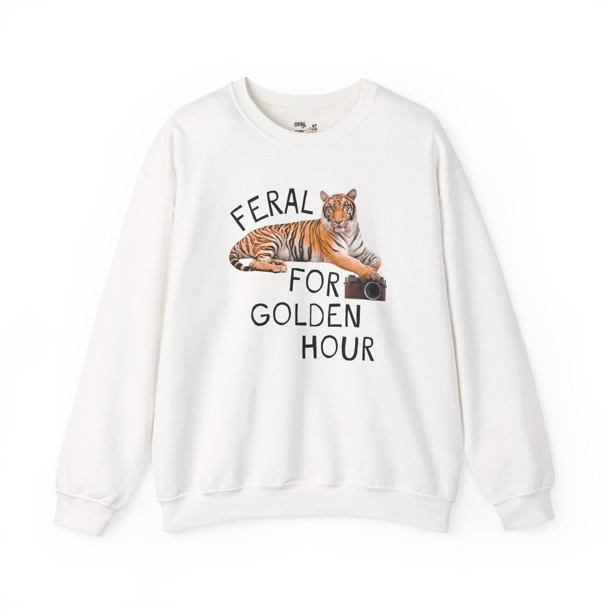 Feral for Golden Hour Photographer Sweatshirt: Funny Tiger Lover Sweatshirt for Photographer Who Loves Animals - Opal and June