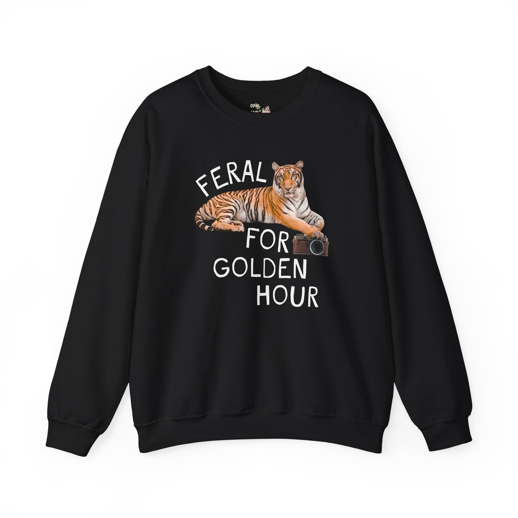 Feral for Golden Hour Photographer Sweatshirt: Funny Tiger Lover Sweatshirt for Photographer Who Loves Animals - Opal and June