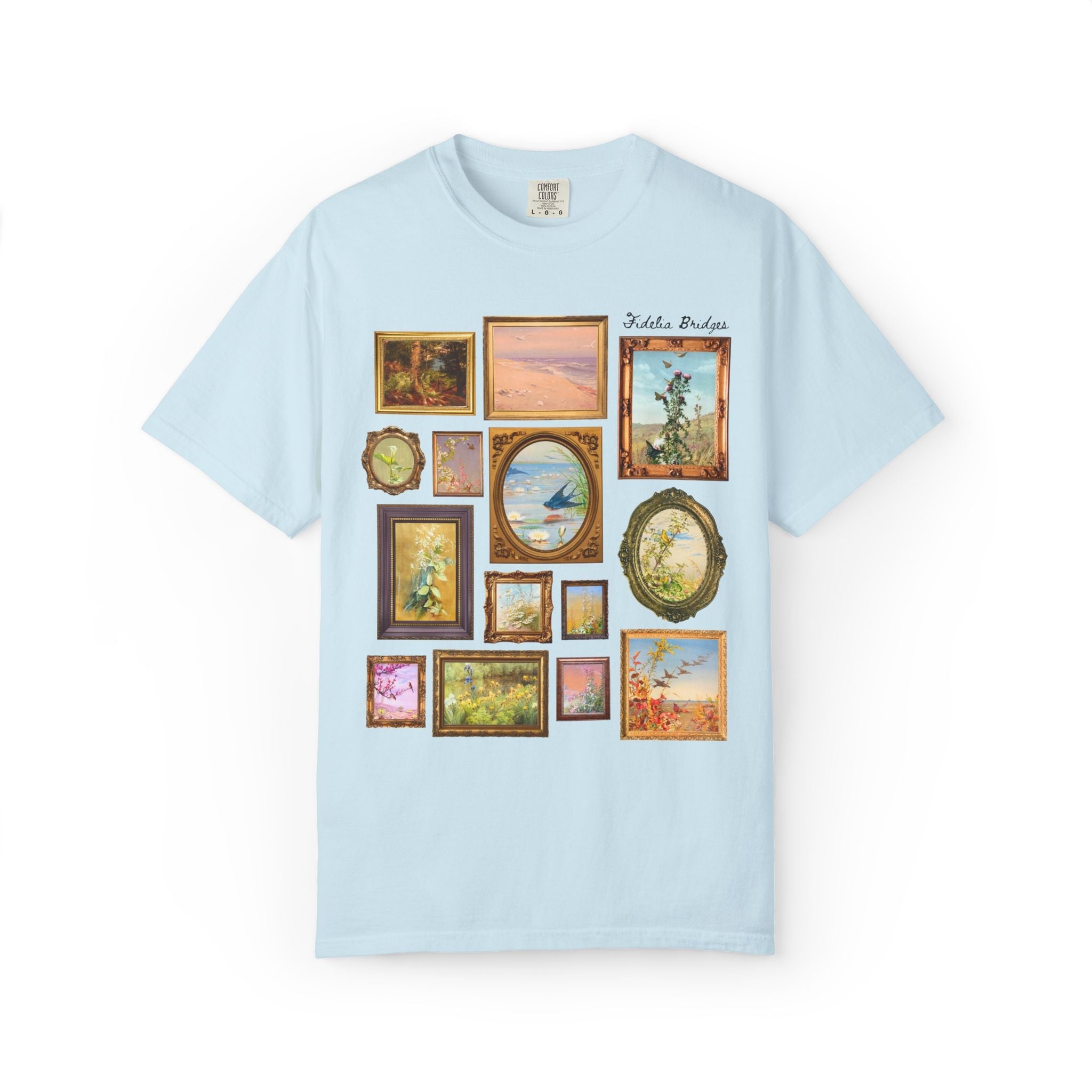 Fidelia Bridges Art History T-Shirt, Pre - Raphaelite American Art Movement, 19th Century Women's Art History Tee, Floral Gardening Art Shirt - Opal and June